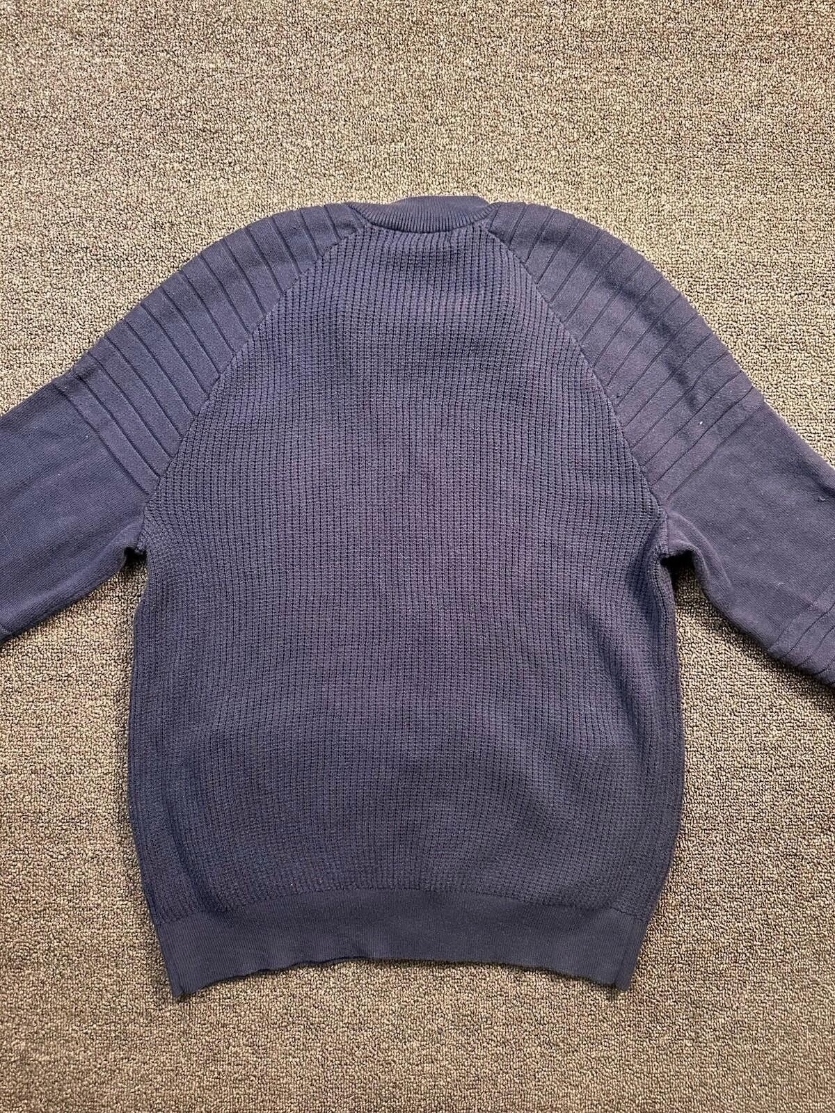 Calvin Klein Calvin Klein Men's Solid Blue Knit Full Zip Sweater Size L Size US L / EU 52-54 / 3 - 5 Thumbnail