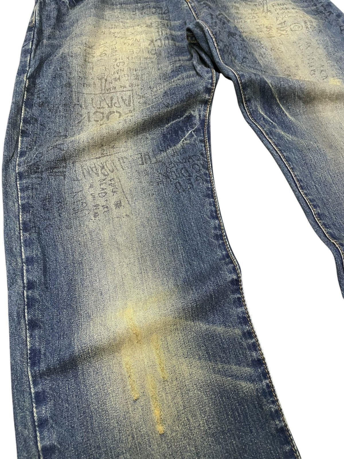 GOSTAR DE FUGA × Hysteric Glamour × Japanese Brand TuoGu Poems Muddy Wash Embroidered Jeans Size US 30 / EU 46 - 7 Thumbnail