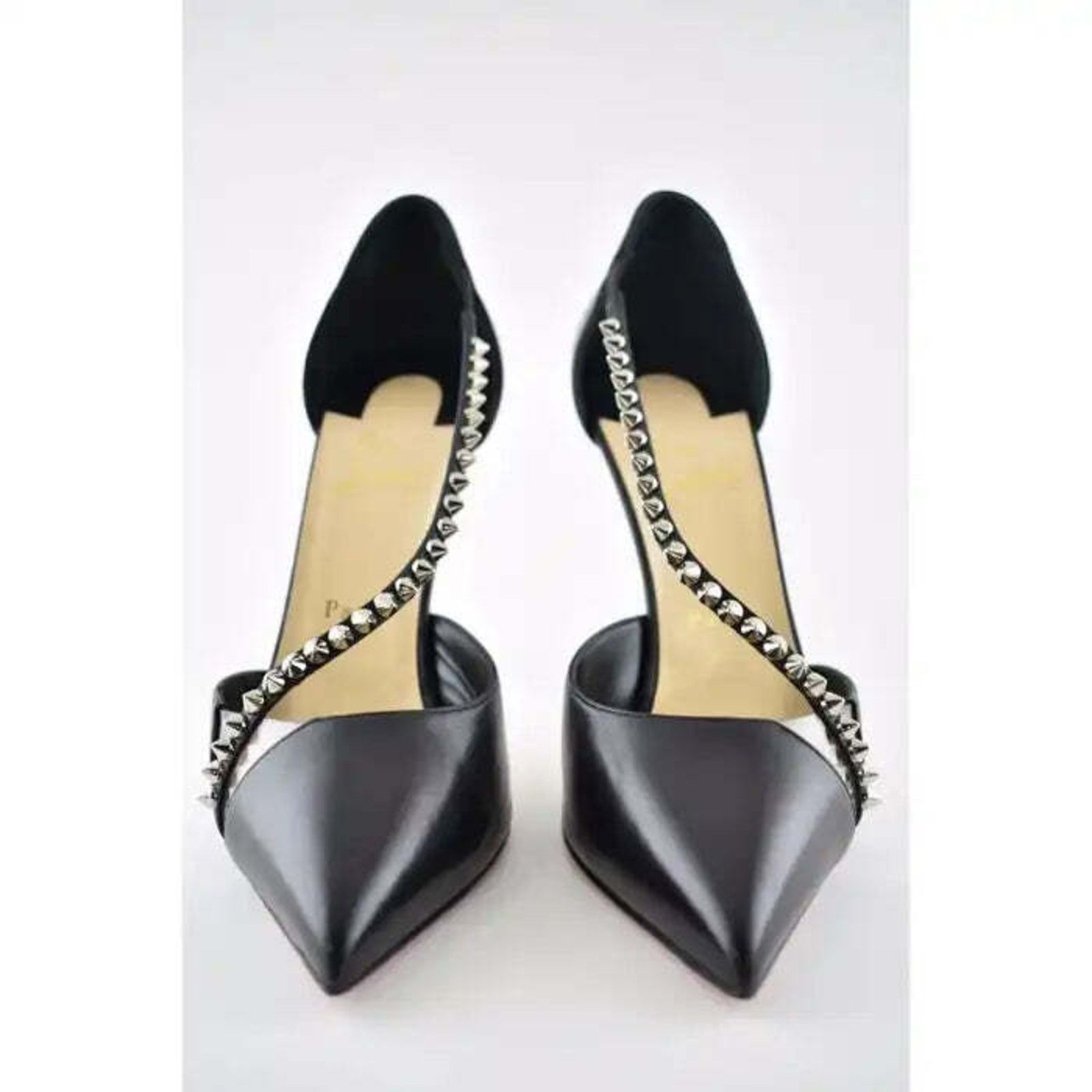Christian Louboutin Christian Louboutin Spike Cross 100 Black PVC Silver Size US 5.5 / IT 35.5 - 6 Thumbnail