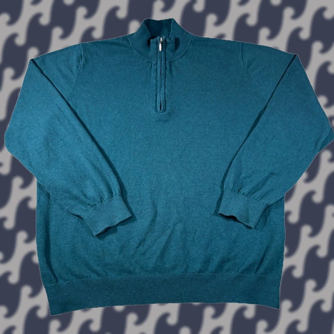 Vintage LL BEAN Sweater Long Sleeve 1/4 Zip Pullover Men’s XL Regular Green Cotton Cashmere Knit Shirt Size US XL / EU 56 / 4 - 1 Thumbnail