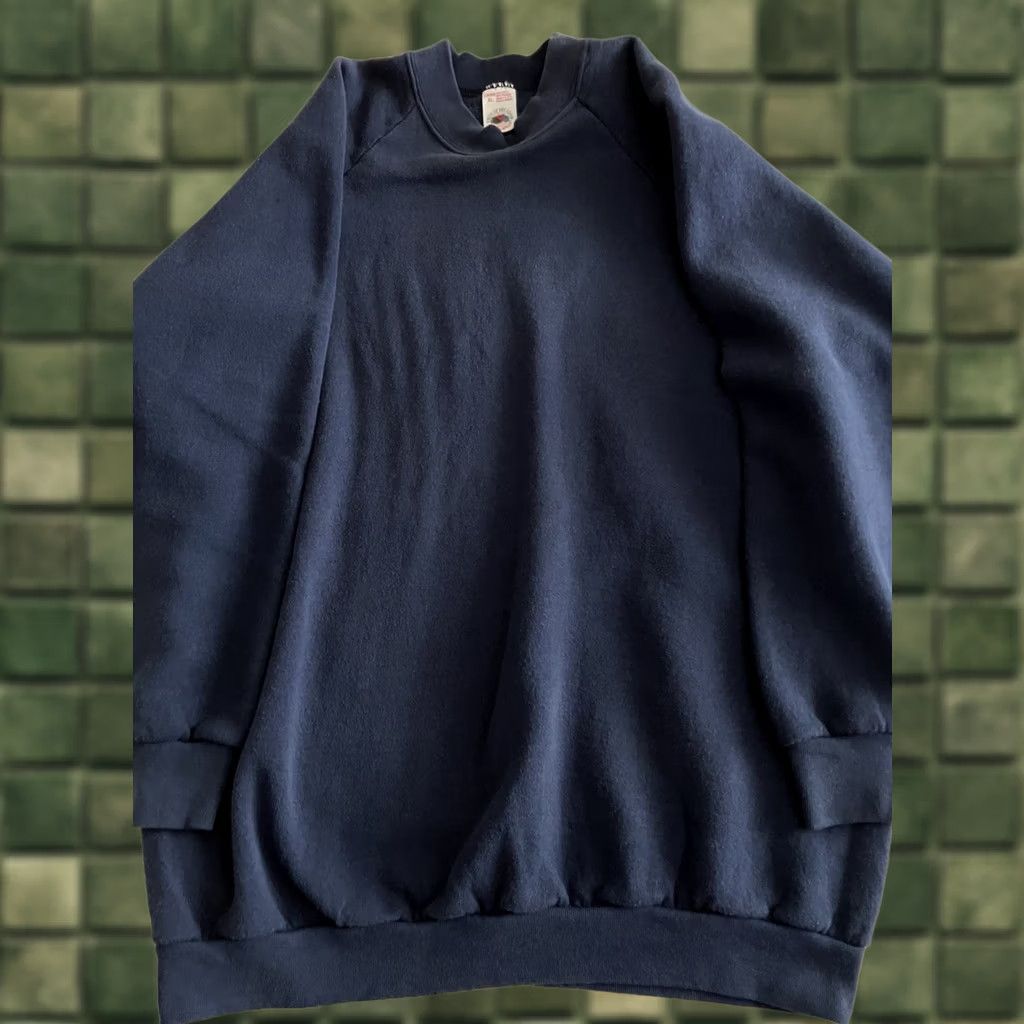 Fruit Of The Loom VINTAGE Fruit of the Loom Sweatshirt Womens XL Blue Raglan Sleeve Pullover Crew Neck 90s Retro Casual Wear USA Daywear (أ) Size XL / US 12-14 / IT 48-50 - 1 Thumbnail