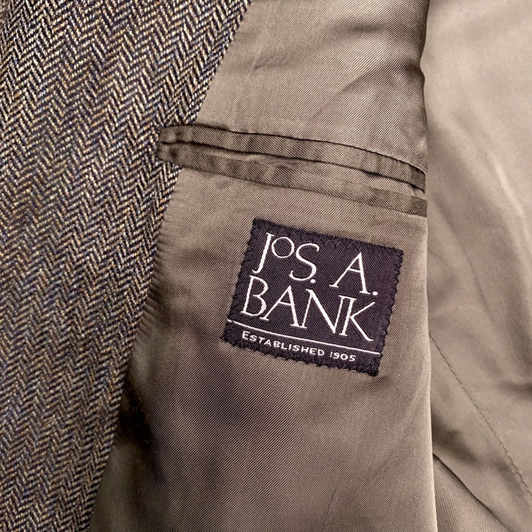 Jos. A. Bank Jos. A. Bank Sport Coat Mens 44R Green Herringbone Wool Blazer Size 44R - 4 Thumbnail