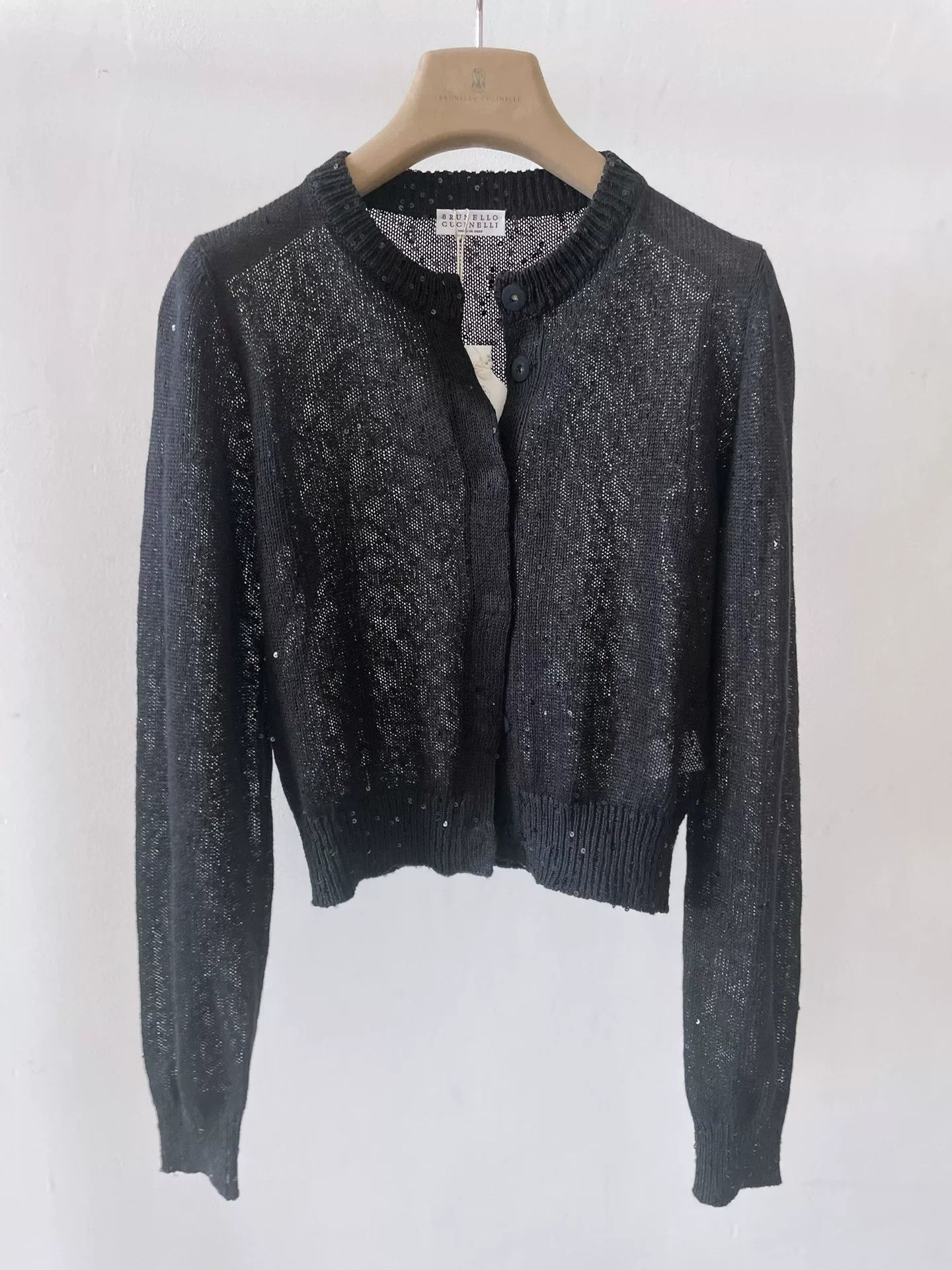 Brunello Cucinelli Brunello Cucinelli Black Sequin Cardigan Size US S / EU 44-46 / 1 - 1 Thumbnail