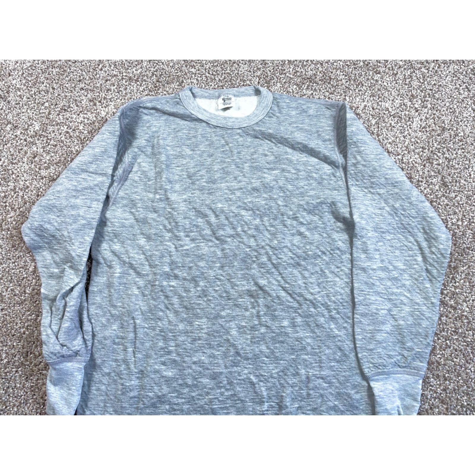 Vintage VTG 80s Two Layer Thermal Shirt Adult Large Heather Gray Polyester Wool Blend Shirt Mens Large Size US L / EU 52-54 / 3 - 3 Thumbnail