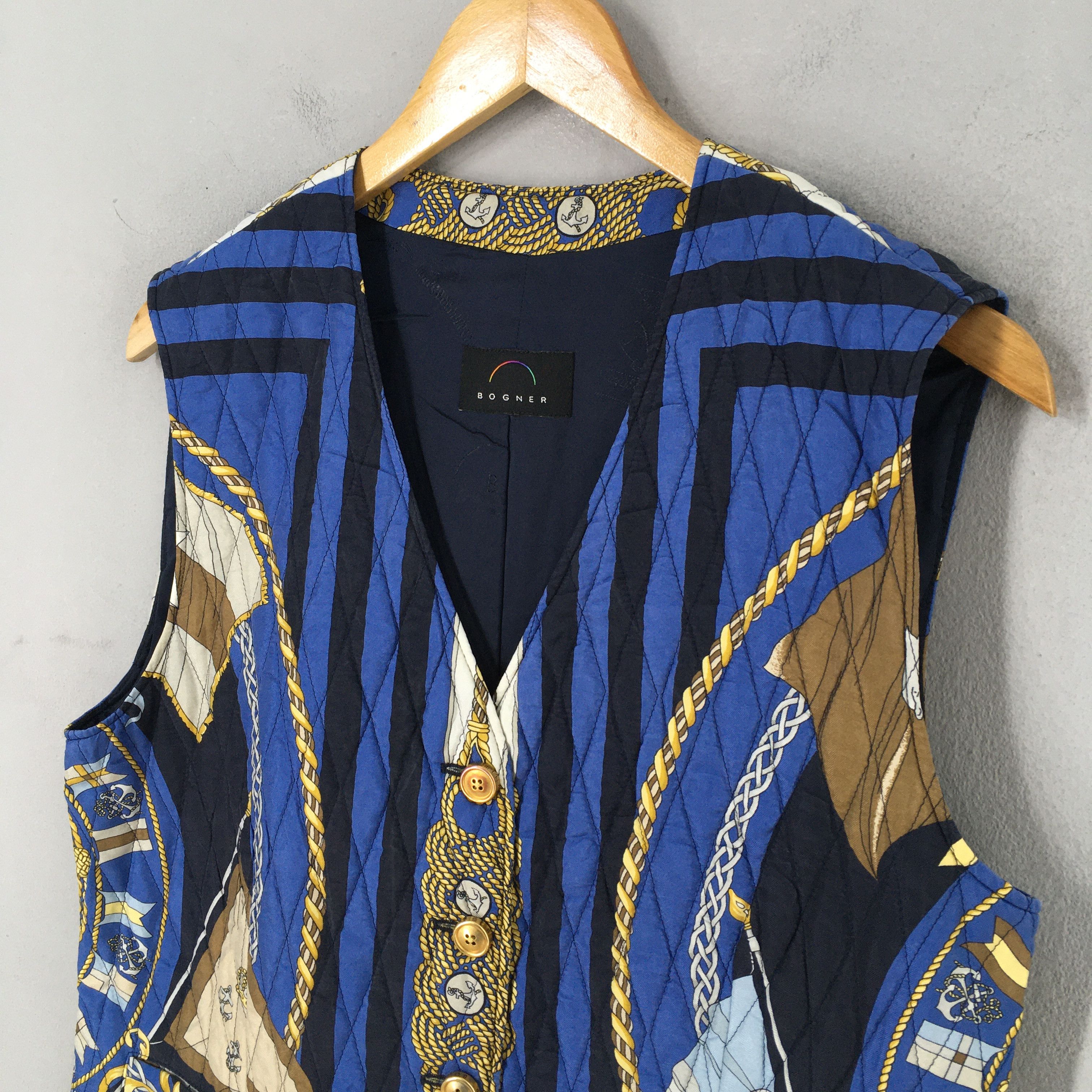 Bogner Vintage 90s Bogner Baroque Novelty Blue Vest Jacket Medium Size US M / EU 48-50 / 2 - 4 Thumbnail