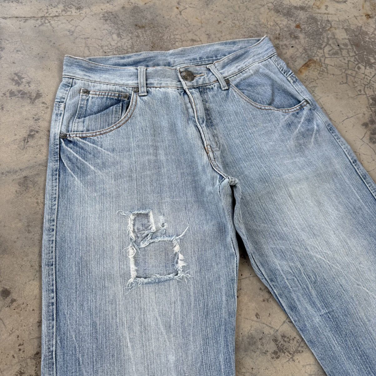 VINTAGE PINK LATTE DISTRESSED JEAN DENIM PANTS