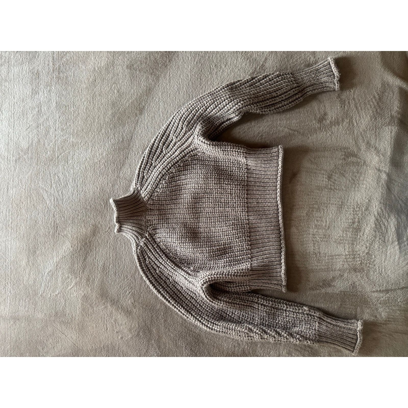 H&M Ribbed Knit Sweater Neutral Taupe/Beige Soft Casual Pullover Size S / US 4 / IT 40 - 2 Thumbnail