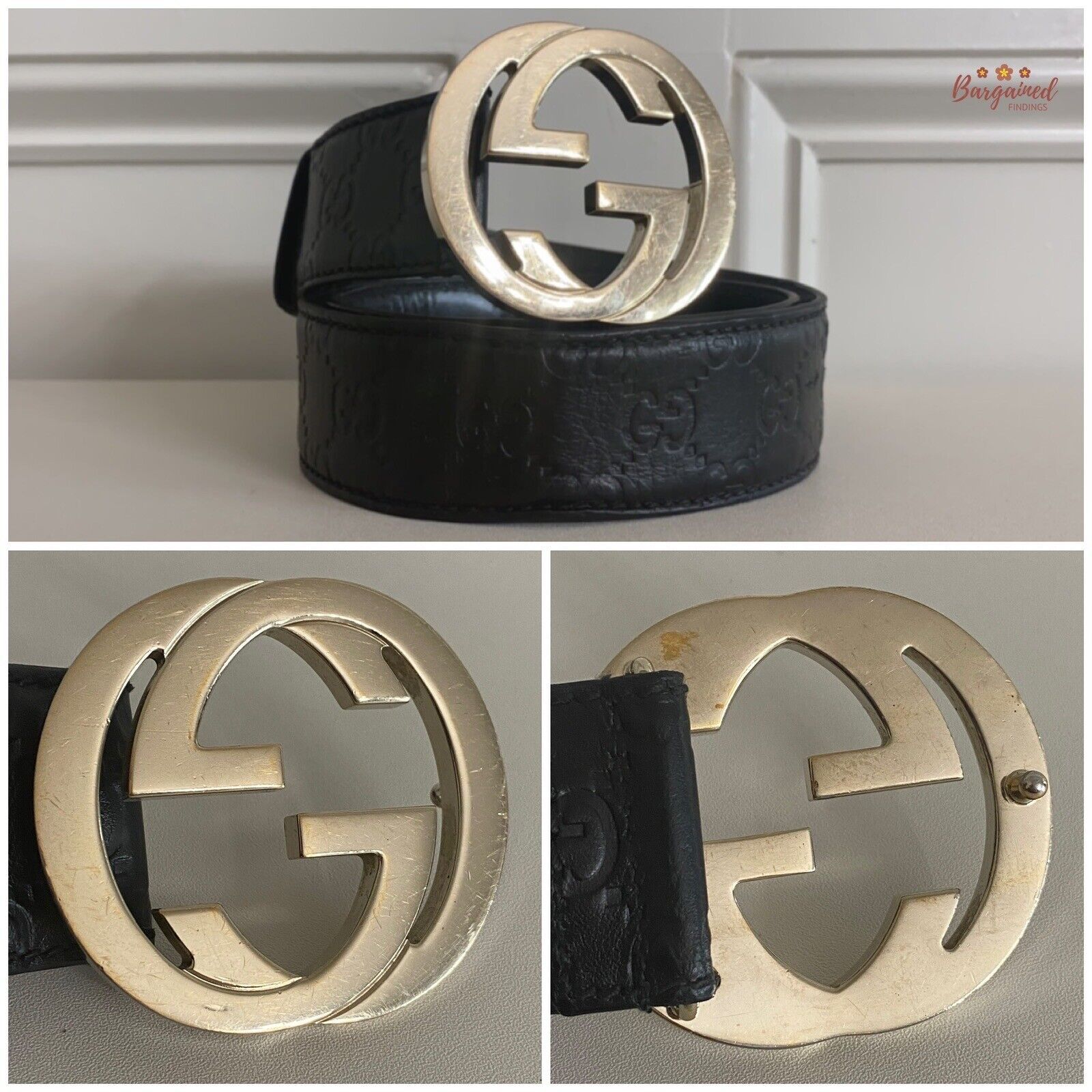 Gucci Gucci Black Guccissima Leather Gold G Buckle Belt Size 28 - 9 Thumbnail