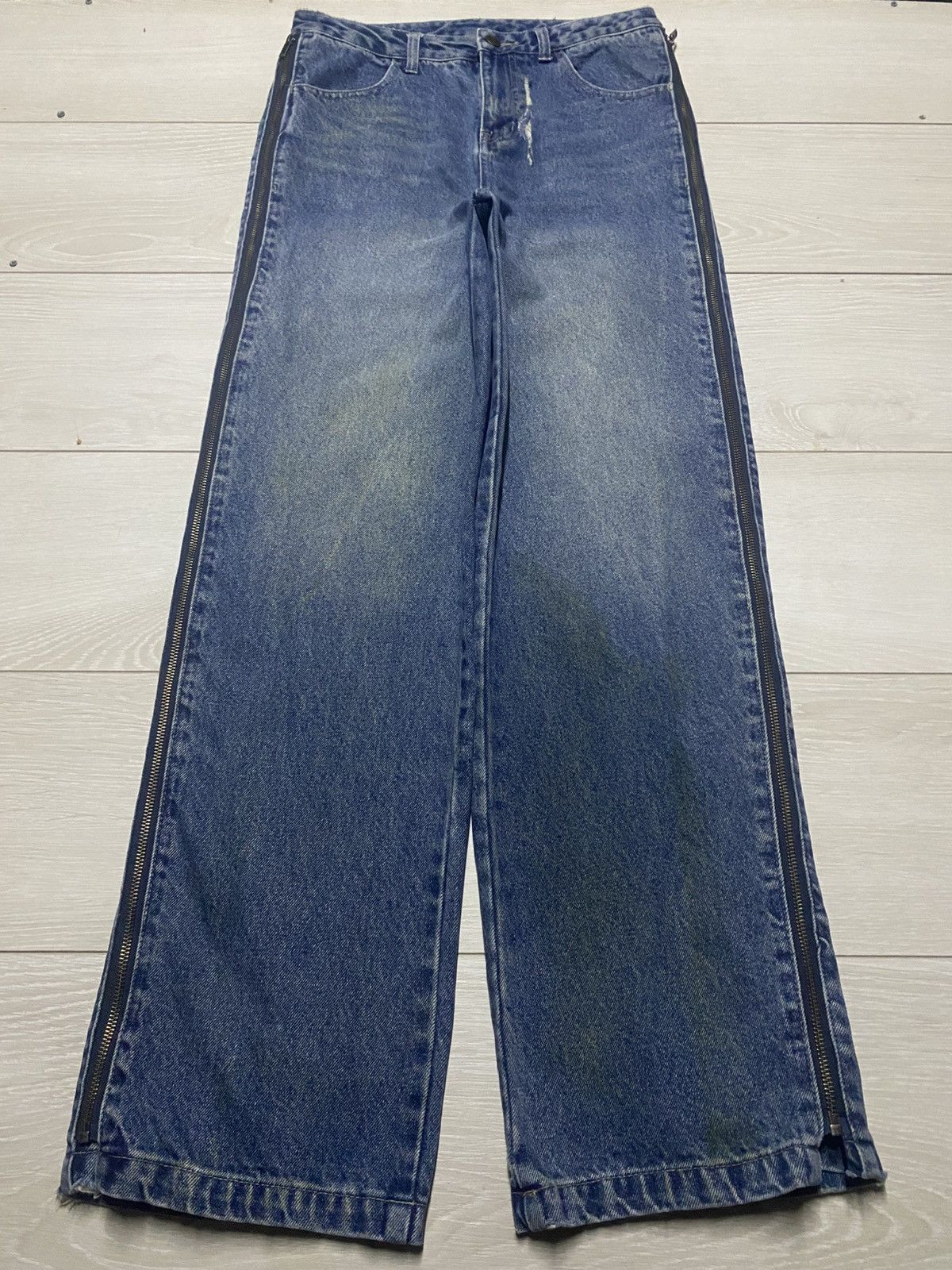 Japanese Brand Hotter Than Hell Wide Leg Zip Panel Jeans Super Statement Size US 30 / EU 46 - 3 Thumbnail