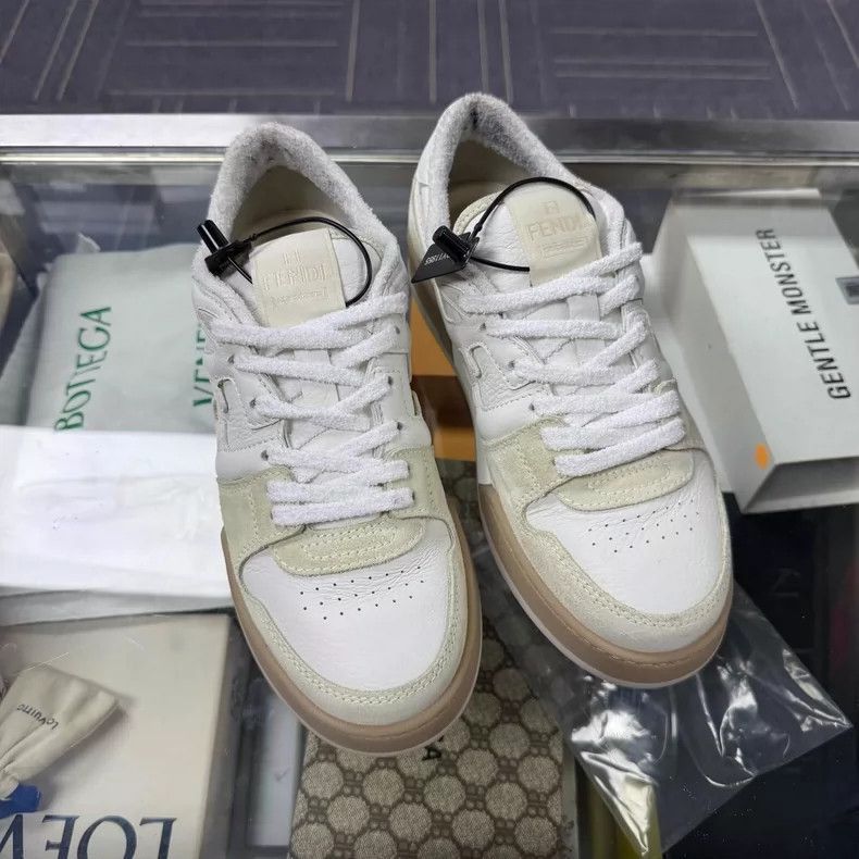 Fendi Fendi Match White Brown Leather Sneakers Size US 8.5 / IT 38.5 - 2 Thumbnail