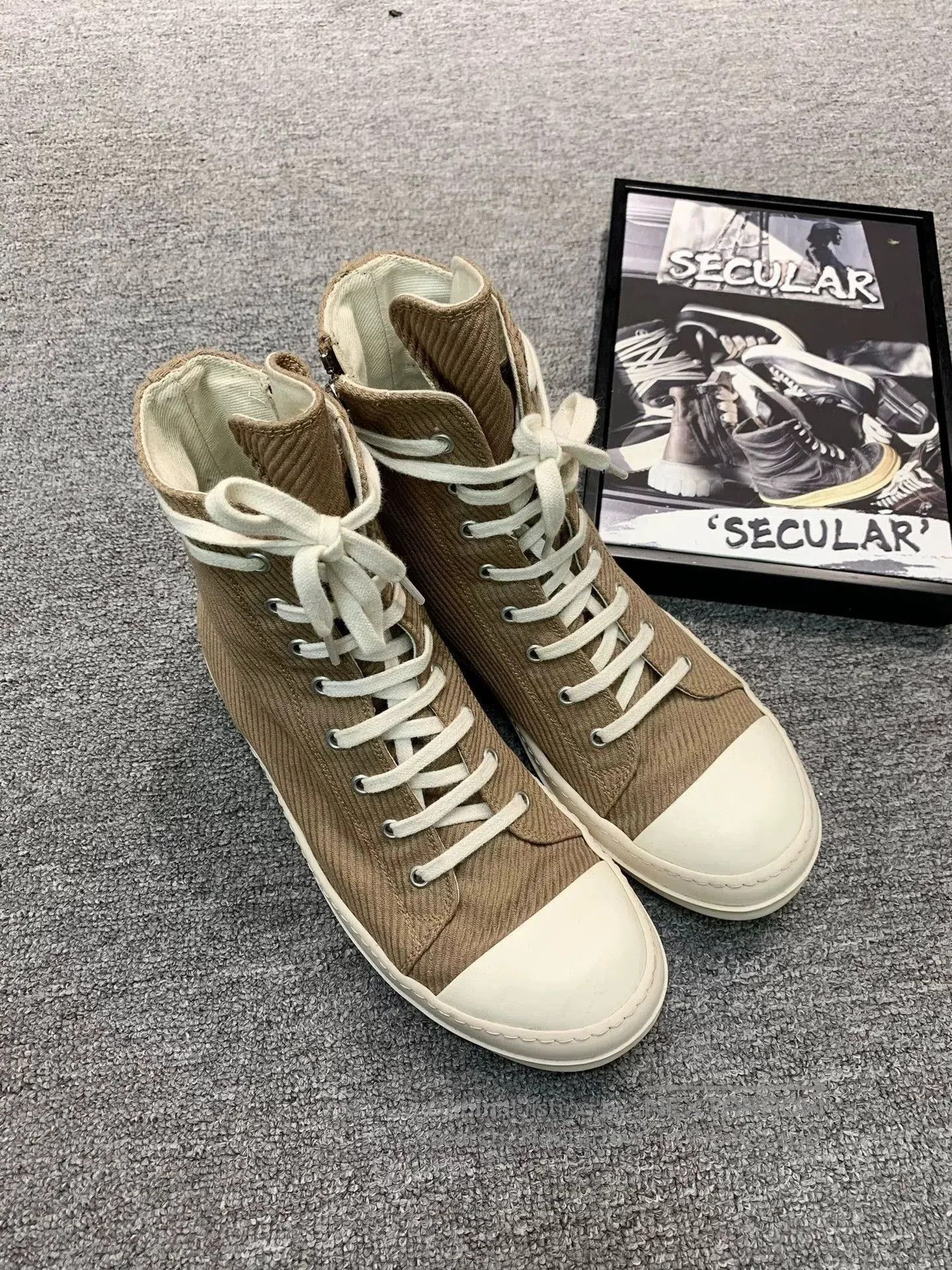 Rick Owens rick owens brown canvas high. Size US 10.5 / EU 43-44 - 3 Thumbnail