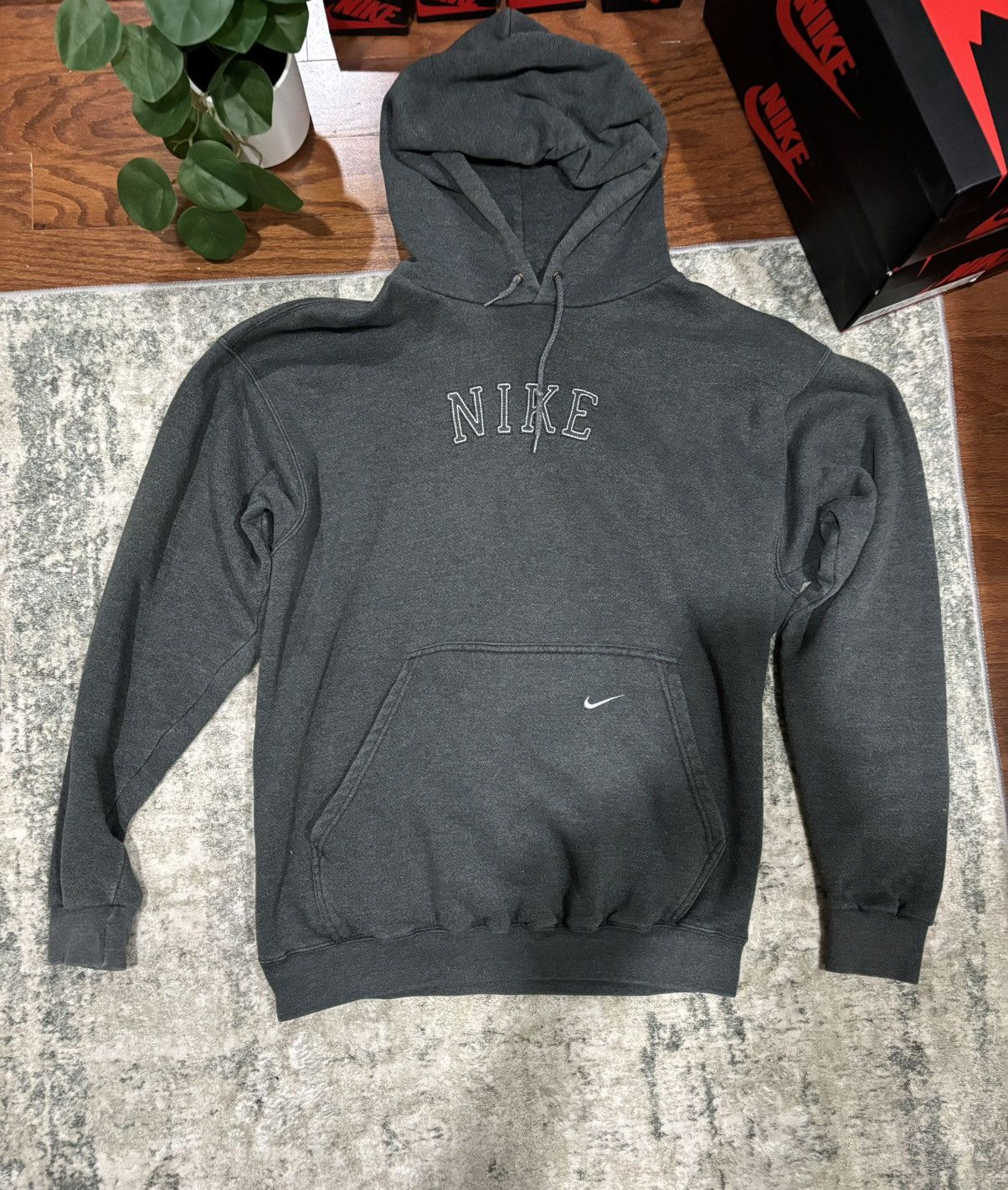Nike × Vintage Washed Black Nike Hoodie Size US M / EU 48-50 / 2 - 1 Thumbnail