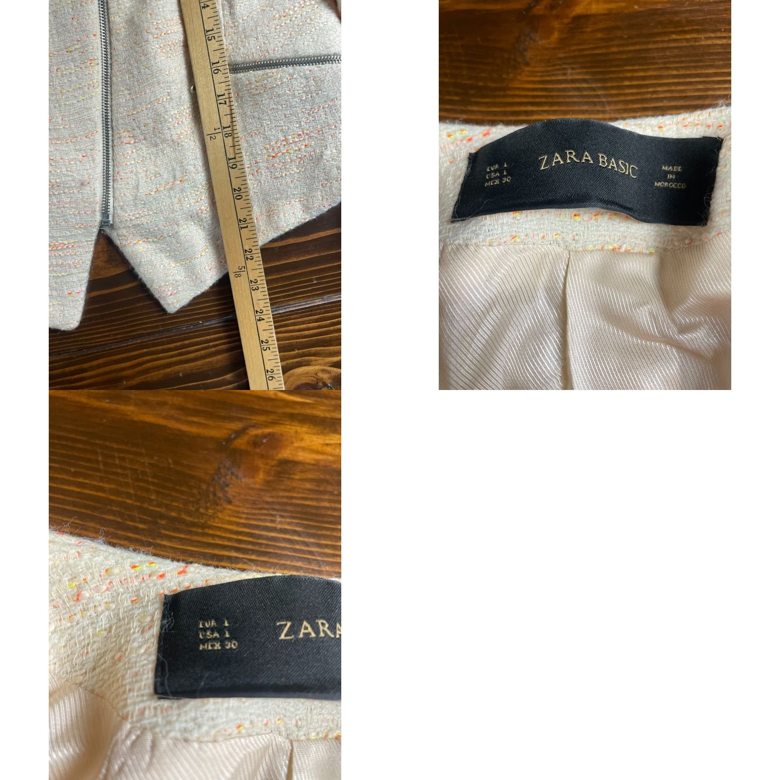 Zara Zara Jacket Women's Size L Casual Travel Cotton Blend Zip Asymmetrical Neck Yellow Cream Neon Orange Yellow Regular Long Sleeve Jacket Size L / US 10 / IT 46 - 8 Thumbnail