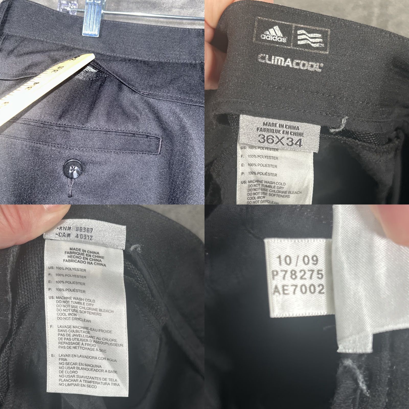 Adidas Adidas Climacool Pants Mens 36x34 Black Vented Regular Straight Inseam 34 Pro Dry Plus Khakis Breathable Activewear Golf Walking Size US 36 / EU 52 - 9 Thumbnail