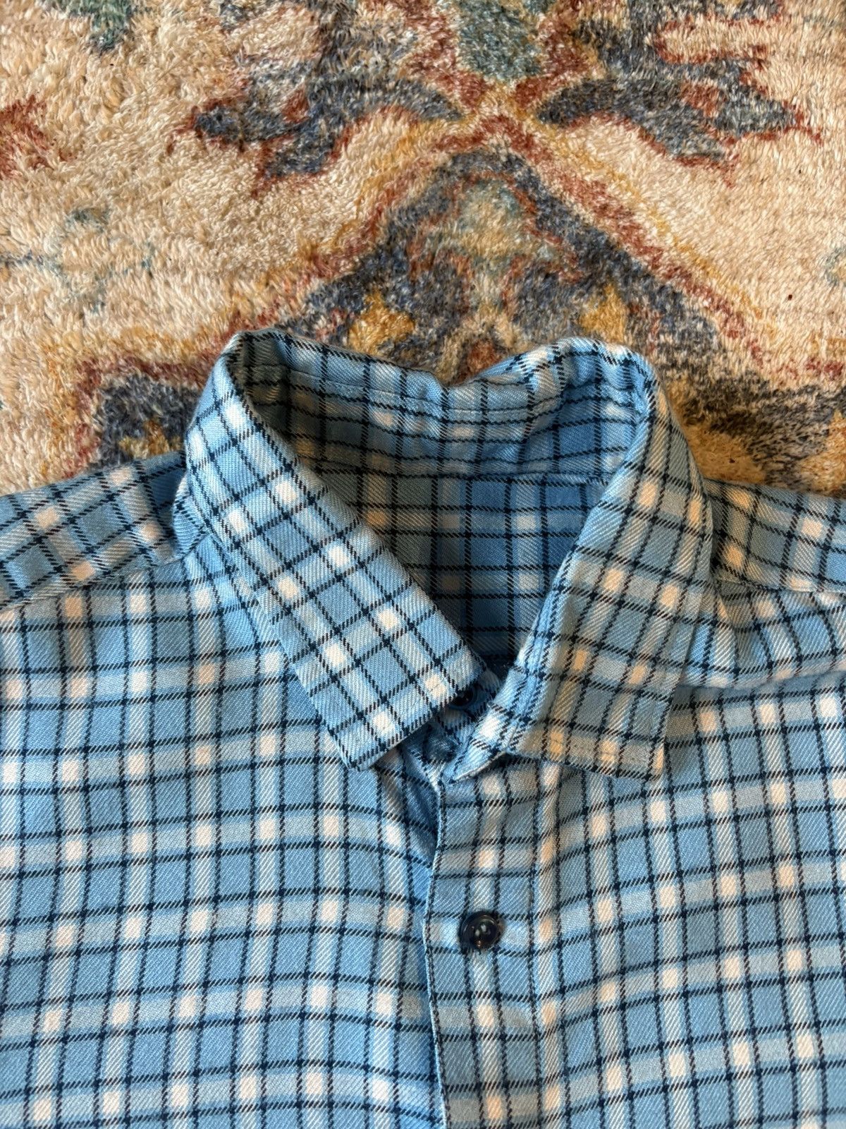 Vintage Vintage 80s Blue Plaid Button-up Shirt Large Size US L / EU 52-54 / 3 - 3 Thumbnail