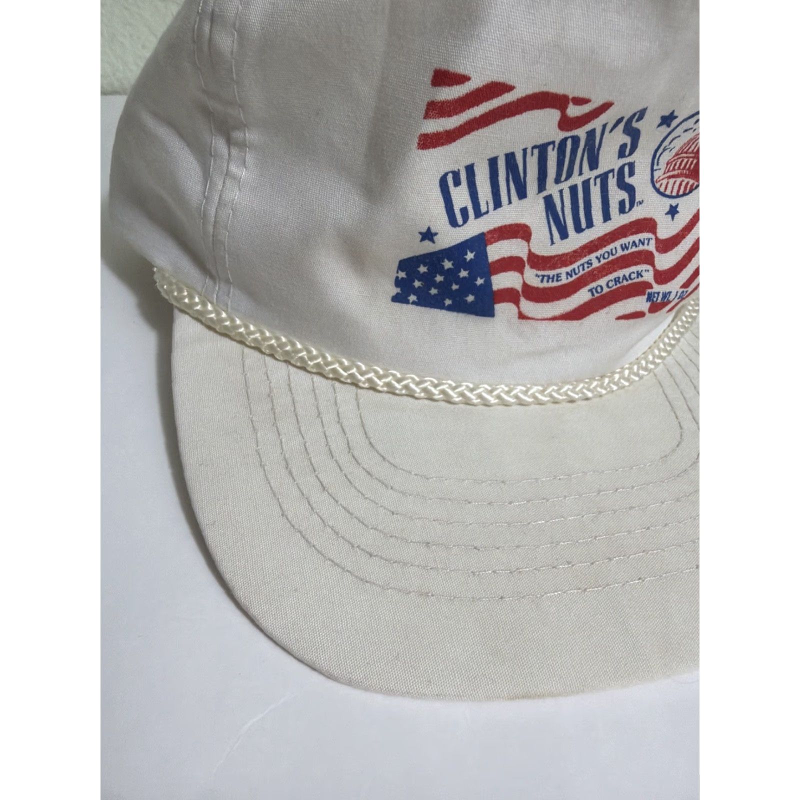 Vintage VINTAGE Clinton’s Nuts Strapback Hat White Adjustable Baseball Cap Men One Size 90s Politics Size ONE SIZE - 2 Thumbnail