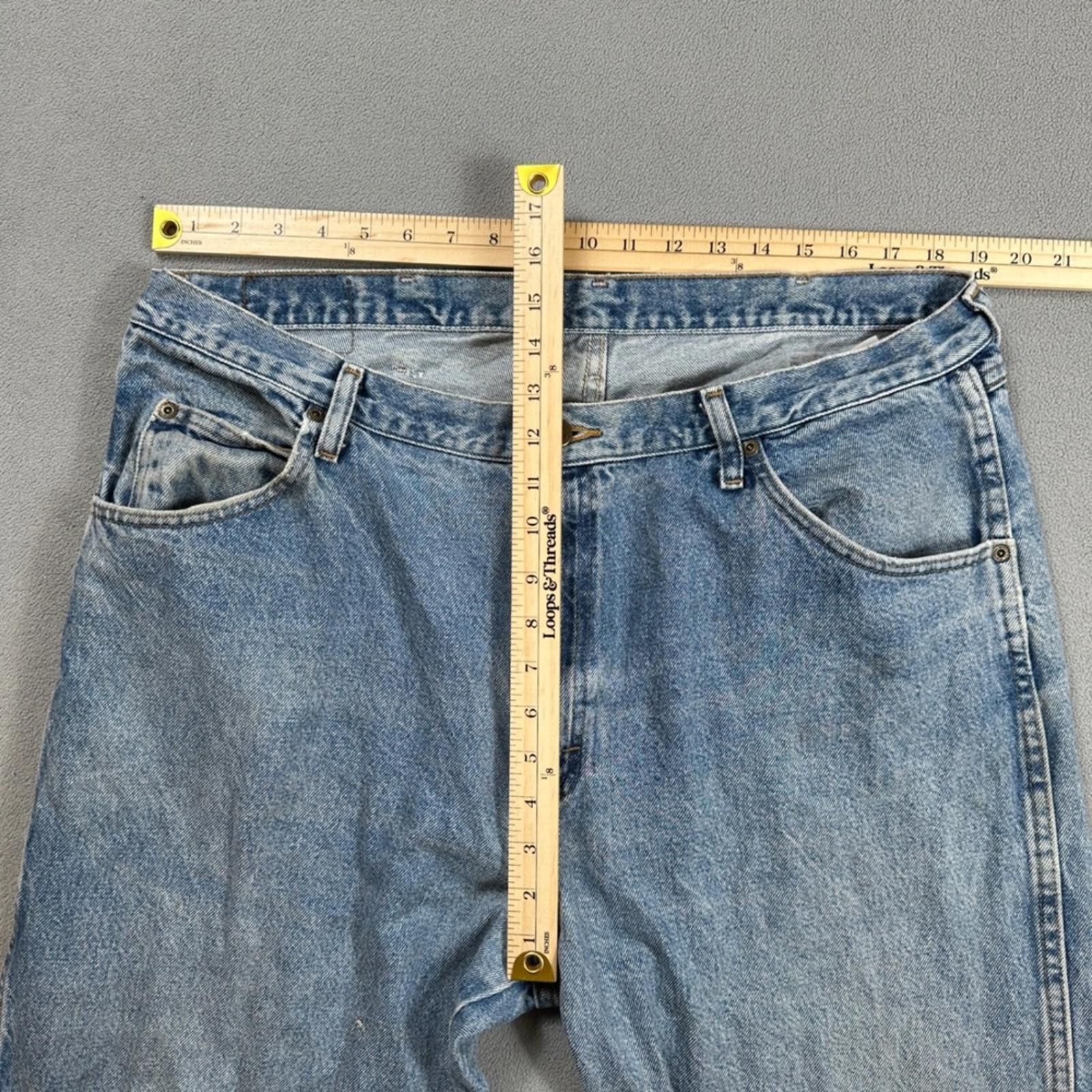 Wrangler Wrangler Jeans 40x32 Mens Light Wash Regular Fit Straight Size US 40 / EU 56 - 4 Thumbnail