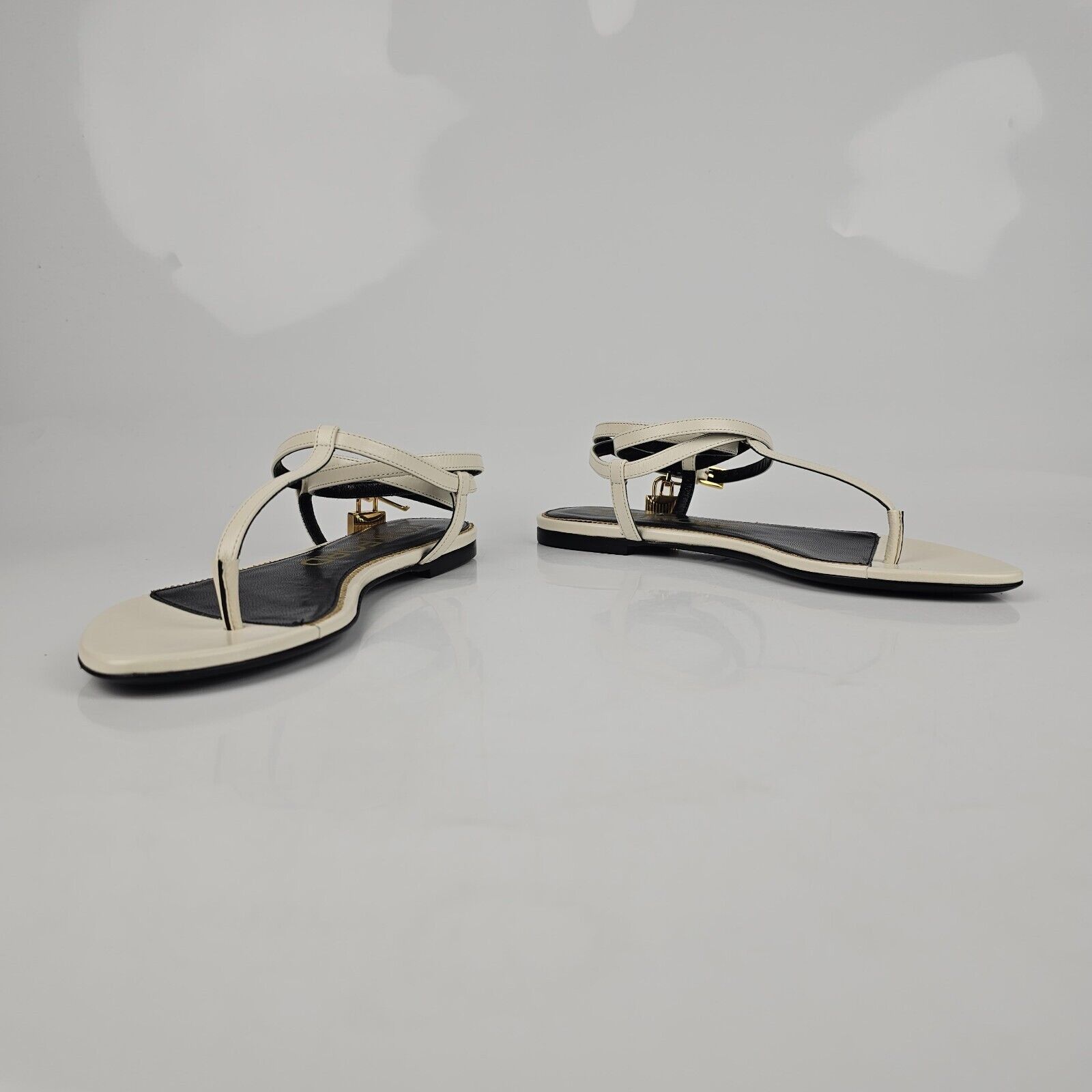 Tom Ford Tom Ford Padlock White Leather Sandals New Size US 7 / IT 37 - 8 Thumbnail
