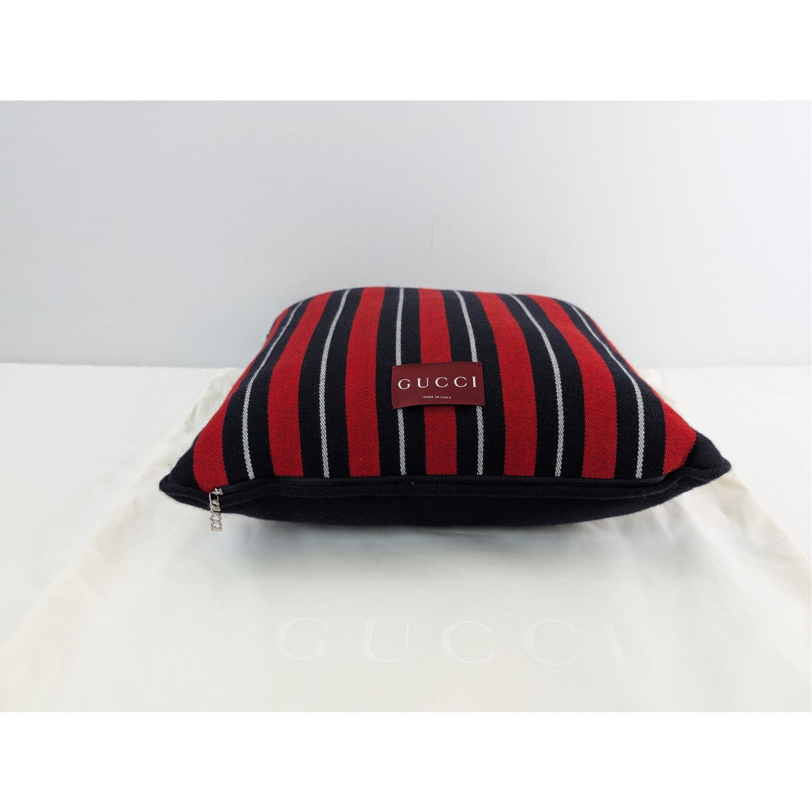 Gucci o1rshd1 Size: OS / Web Wool Cushion Pillow in Green / Red Size ONE SIZE - 15 Thumbnail
