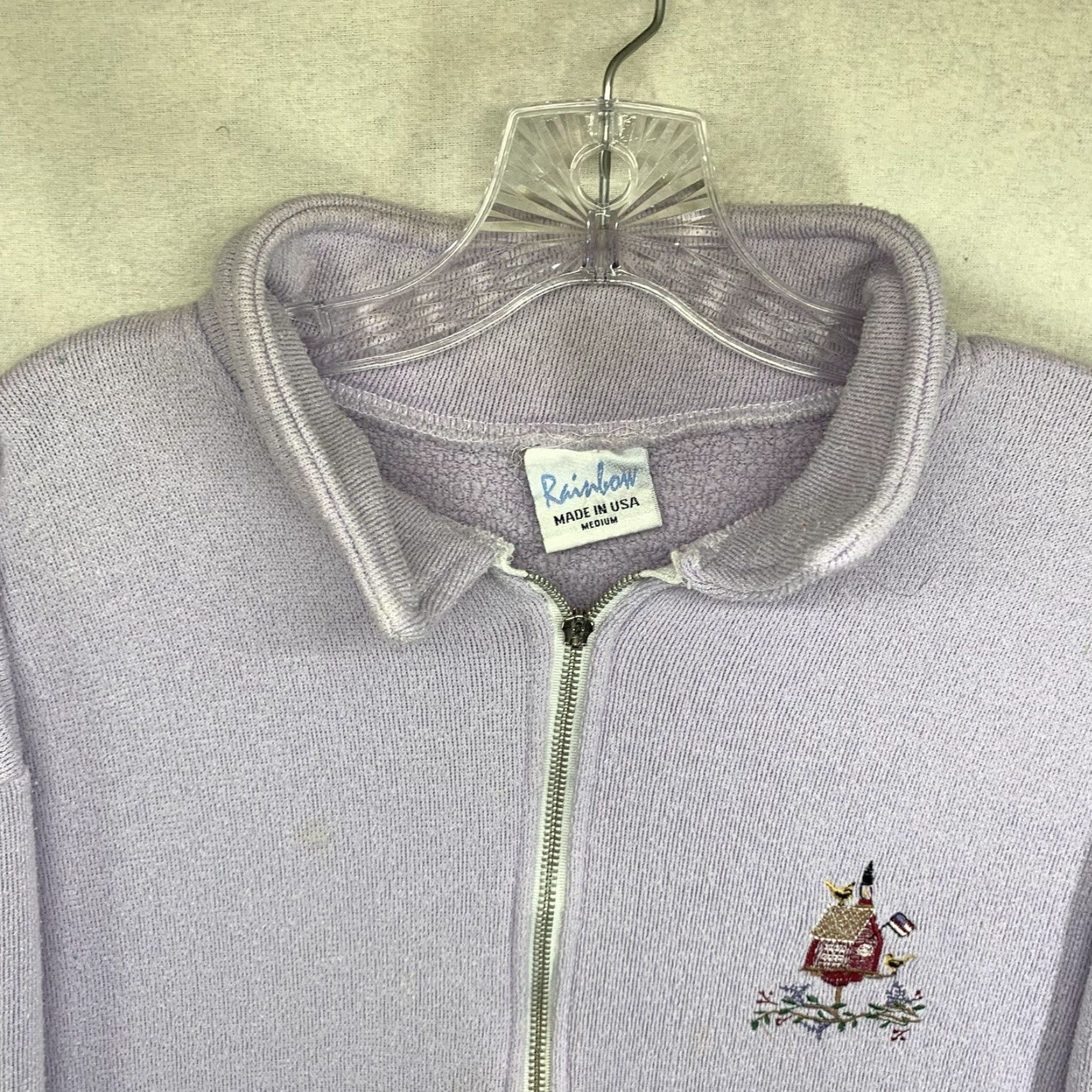 Rainbow VINTAGE Rainbow Fleece Jacket Medium Light Purple Embroidered Birdhouse 80s 90s Womens Size M / US 6-8 / IT 42-44 - 7 Thumbnail