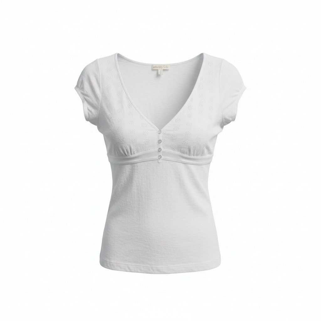 Aeropostale Aéropostale Women’s Small 4–6 White V-Neck Embroidered Size S / US 4 / IT 40 - 1 Thumbnail