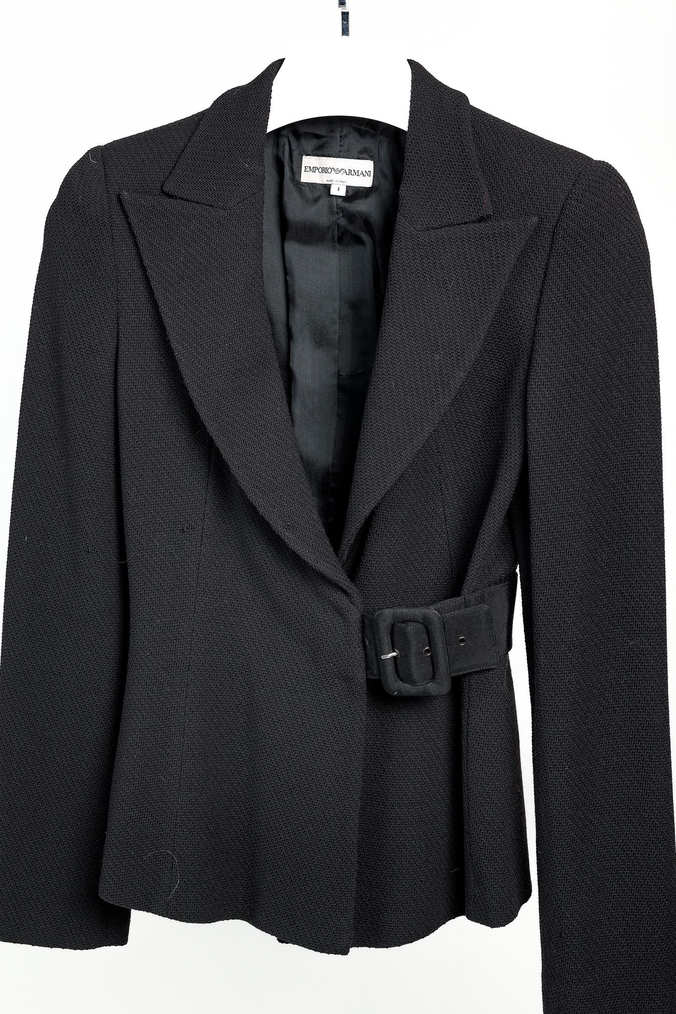 Emporio Armani Emporio Armani Black Side-Belted Wrap Blazer Size S / US 4 / IT 40 - 3 Thumbnail