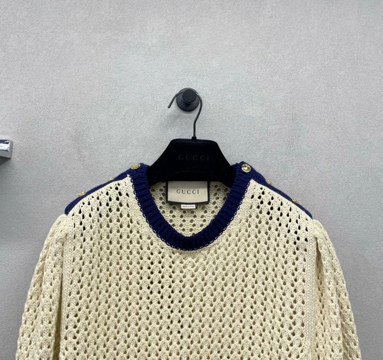 Gucci Gucci Beige mesh knitted sweater 2502-Nextarrow Size US S / EU 44-46 / 1 - 4 Thumbnail