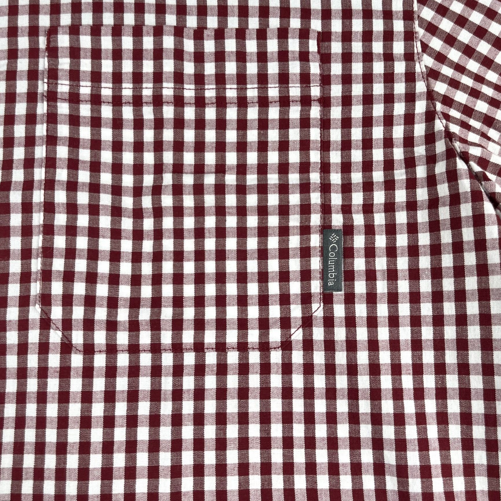 Vintage Columbia Shirt Large Burgundy Gingham Check Button-Up Short Sleeve Mens Size US L / EU 52-54 / 3 - 2 Thumbnail