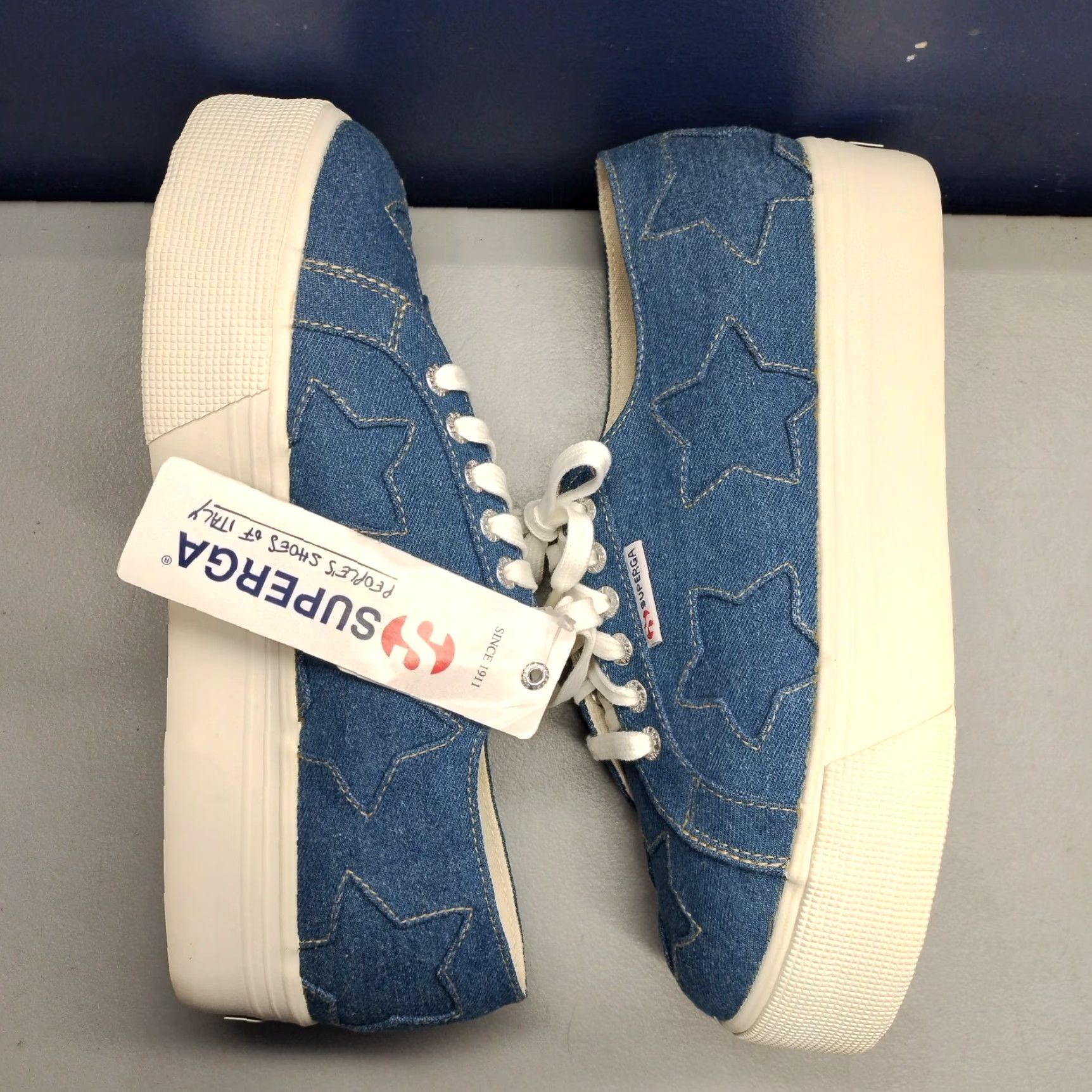 Superga Superga Lizzy VD Ligt Platform Sneakers Womens US 9.5 Multicolor Denim Lace Up WW9.5? NWOB Size US 10 / IT 40 - 3 Thumbnail