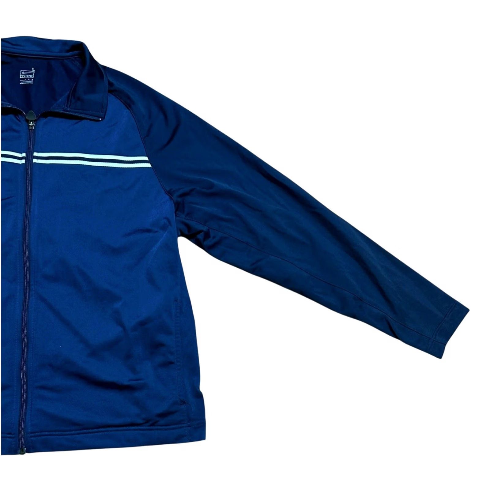 Nike VINTAGE Nike Dri-Fit Logo Windbreaker Warm Up Track Jacket Mens Large Blue Y2K Size US L / EU 52-54 / 3 - 3 Thumbnail