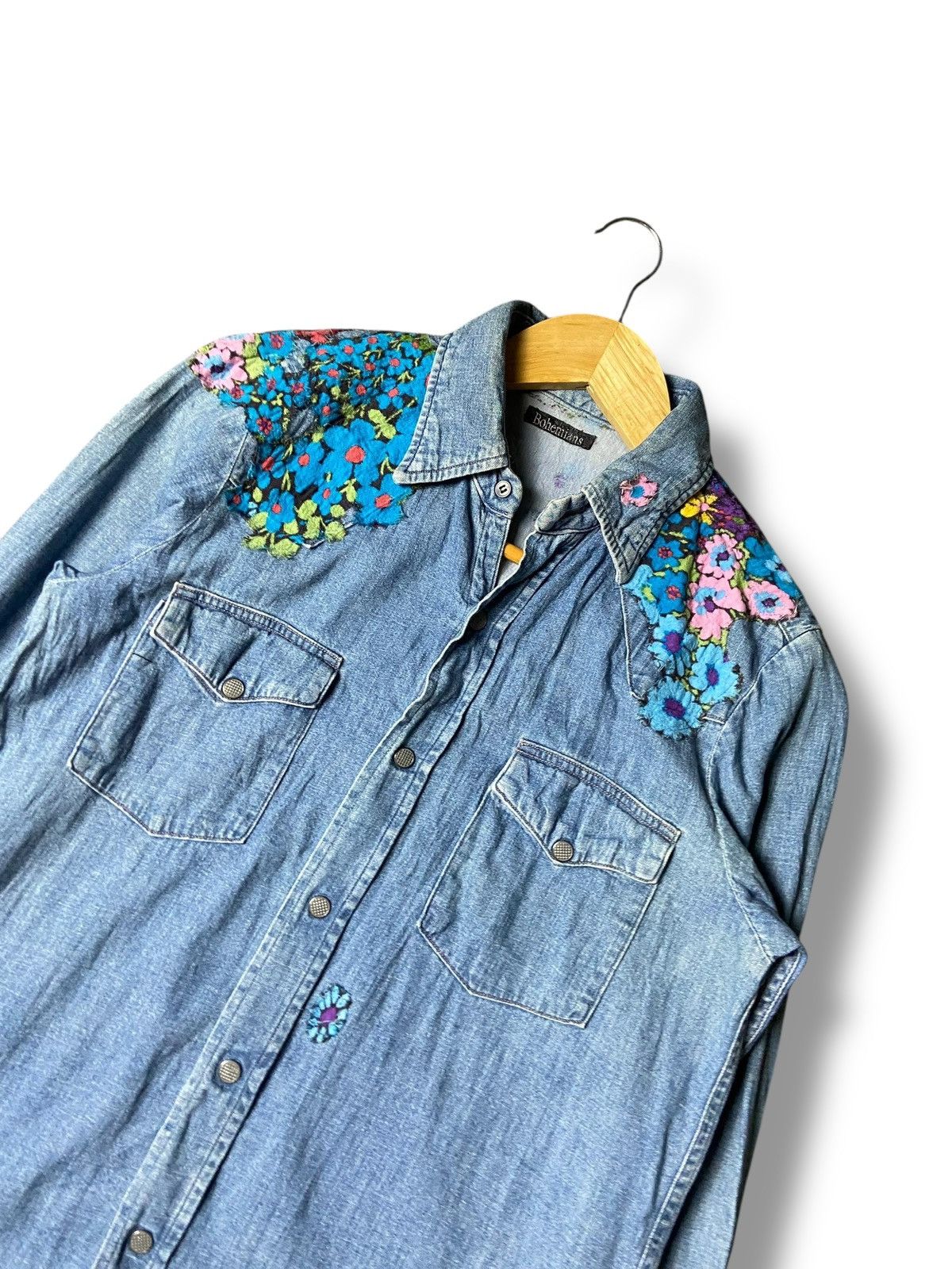 Japanese Brand Bohemians Brand Embroidered Shirt Dress (171) Size XS / US 0-2 / IT 36-38 - 3 Thumbnail