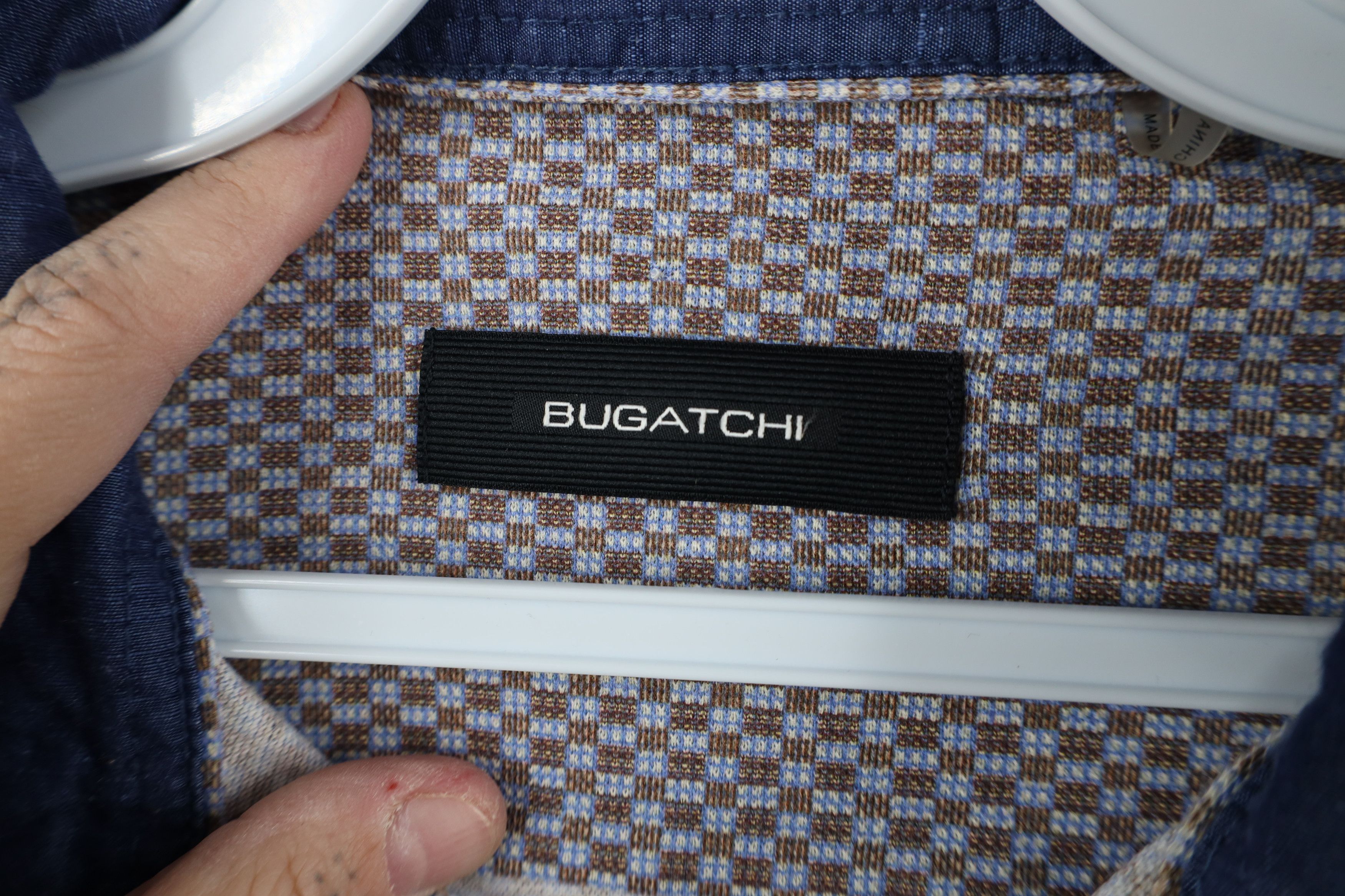 Vintage Bugatchi Uomo Checkered Knit Collared Button Shirt Cotton Size US M / EU 48-50 / 2 - 8 Thumbnail