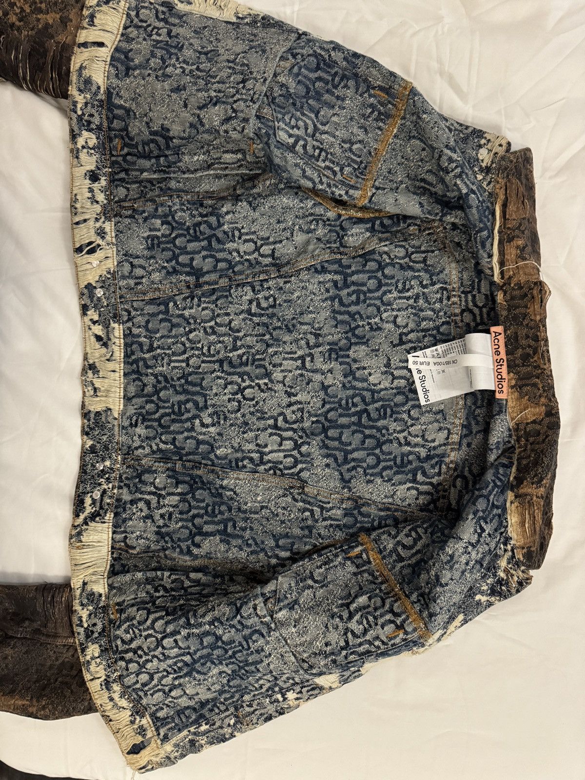 Acne Studios Acne Studios Brown Distressed Monogram Denim Jacket Size US M / EU 48-50 / 2 - 5 Thumbnail