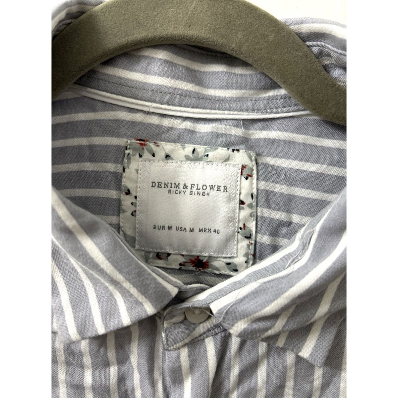 Denime Denim & Flower Ricky Singh Shirt Mens M Grey White Striped Viscose Short Sleeve NWT Button-Up Casual Beach Summer 90s? Size US M / EU 48-50 / 2 - 7 Thumbnail