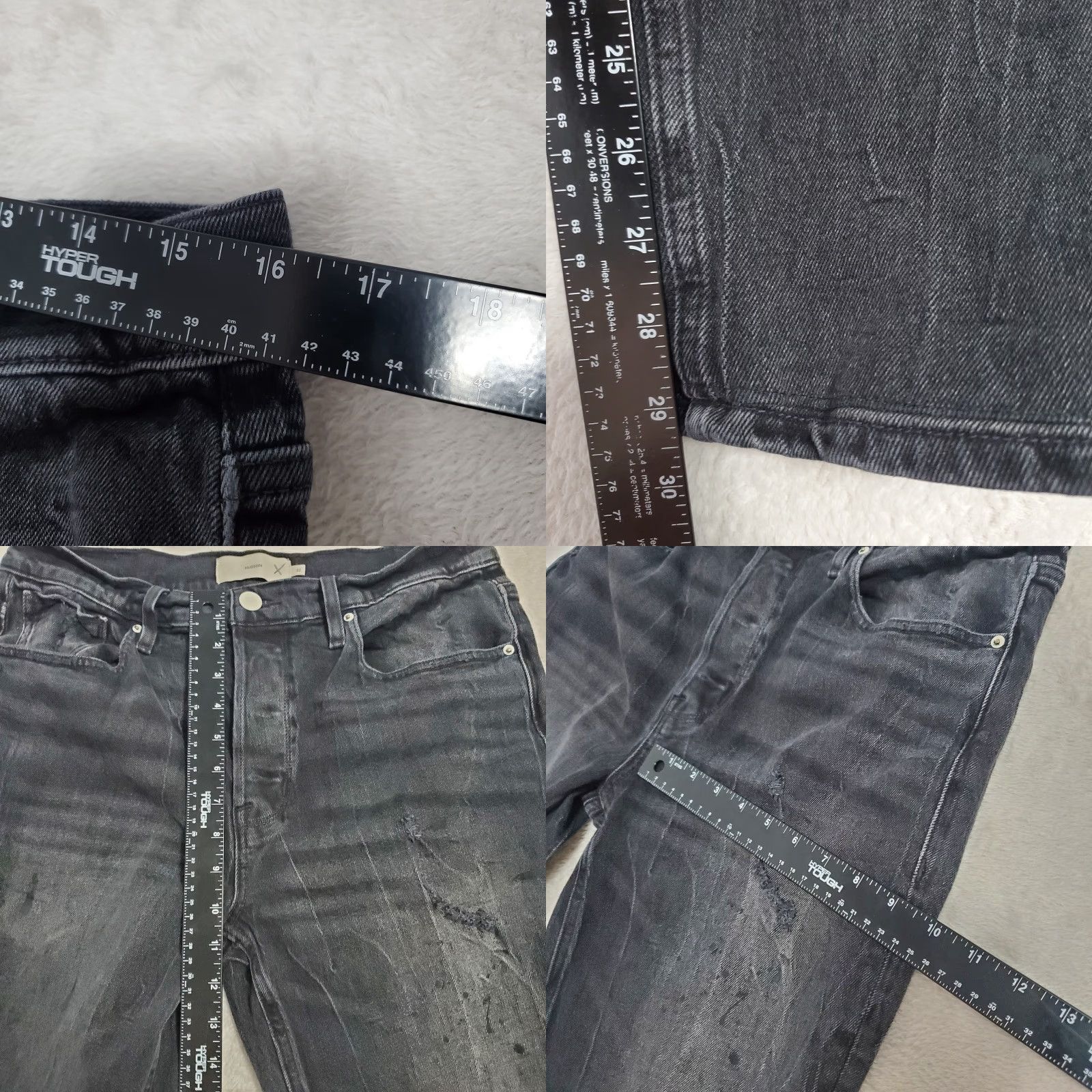 Hudson VINTAGE Hudson Jeans Men 32 Black Reese Onyx Button Fly Straight Leg Denim 32x29 Size US 32 / EU 48 - 8 Thumbnail