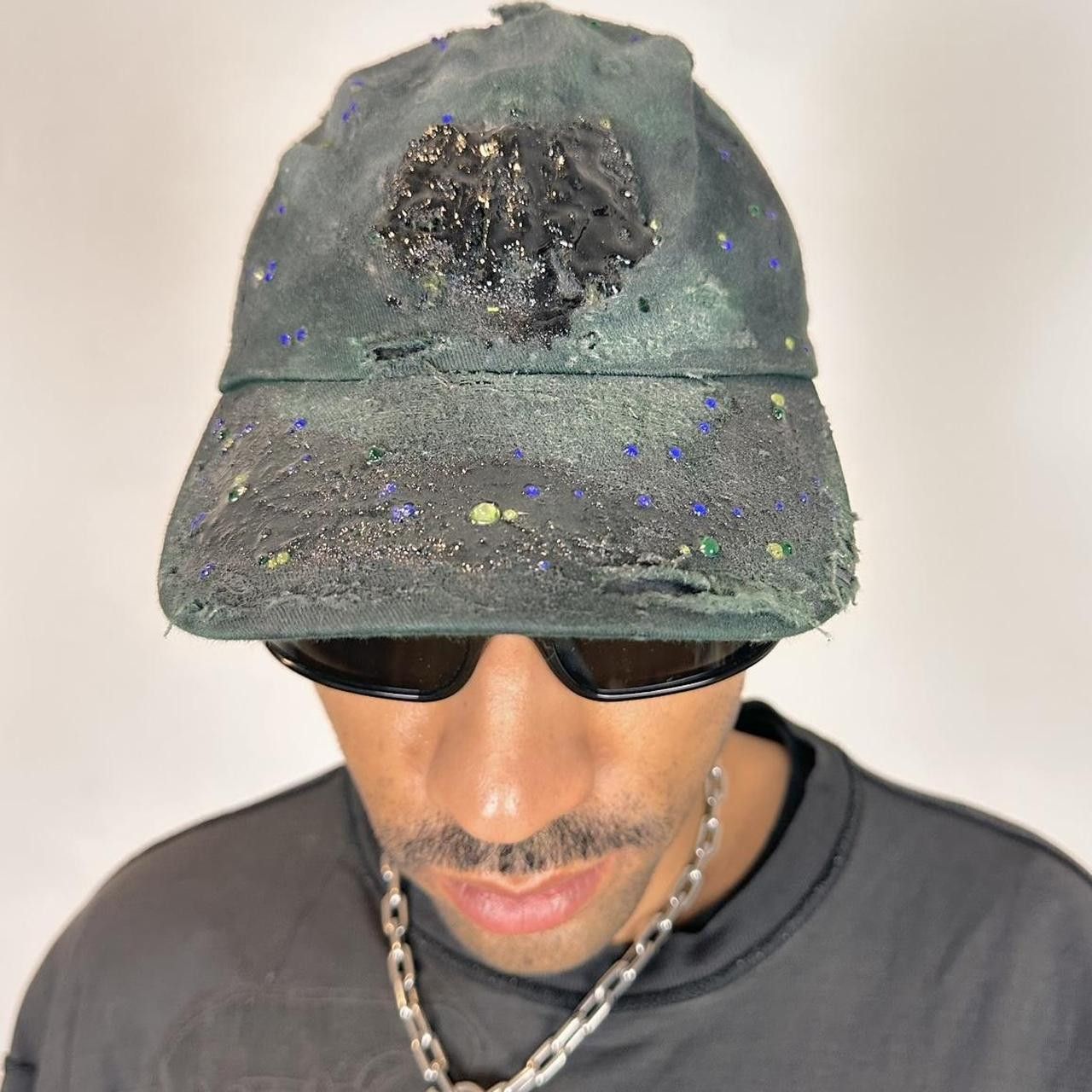 Other ASTROBOI* '818' Green Rhinestone Resin Hat Size ONE SIZE - 7 Thumbnail