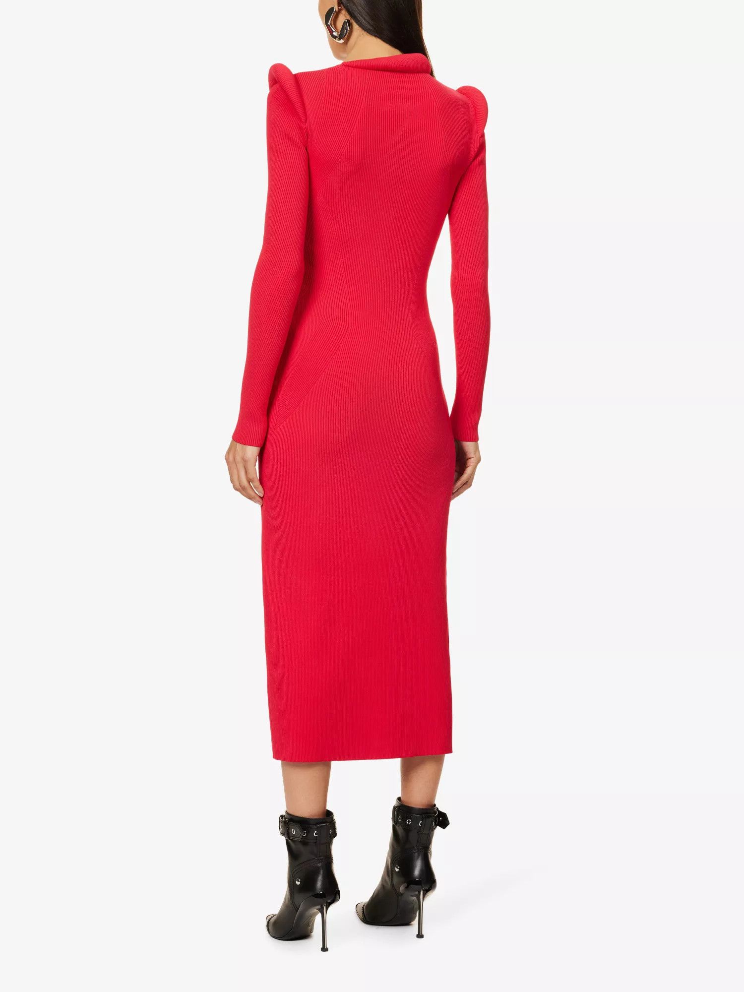 Alexander McQueen o1y0325 Midi Dress in Red Size M / US 6-8 / IT 42-44 - 4 Thumbnail