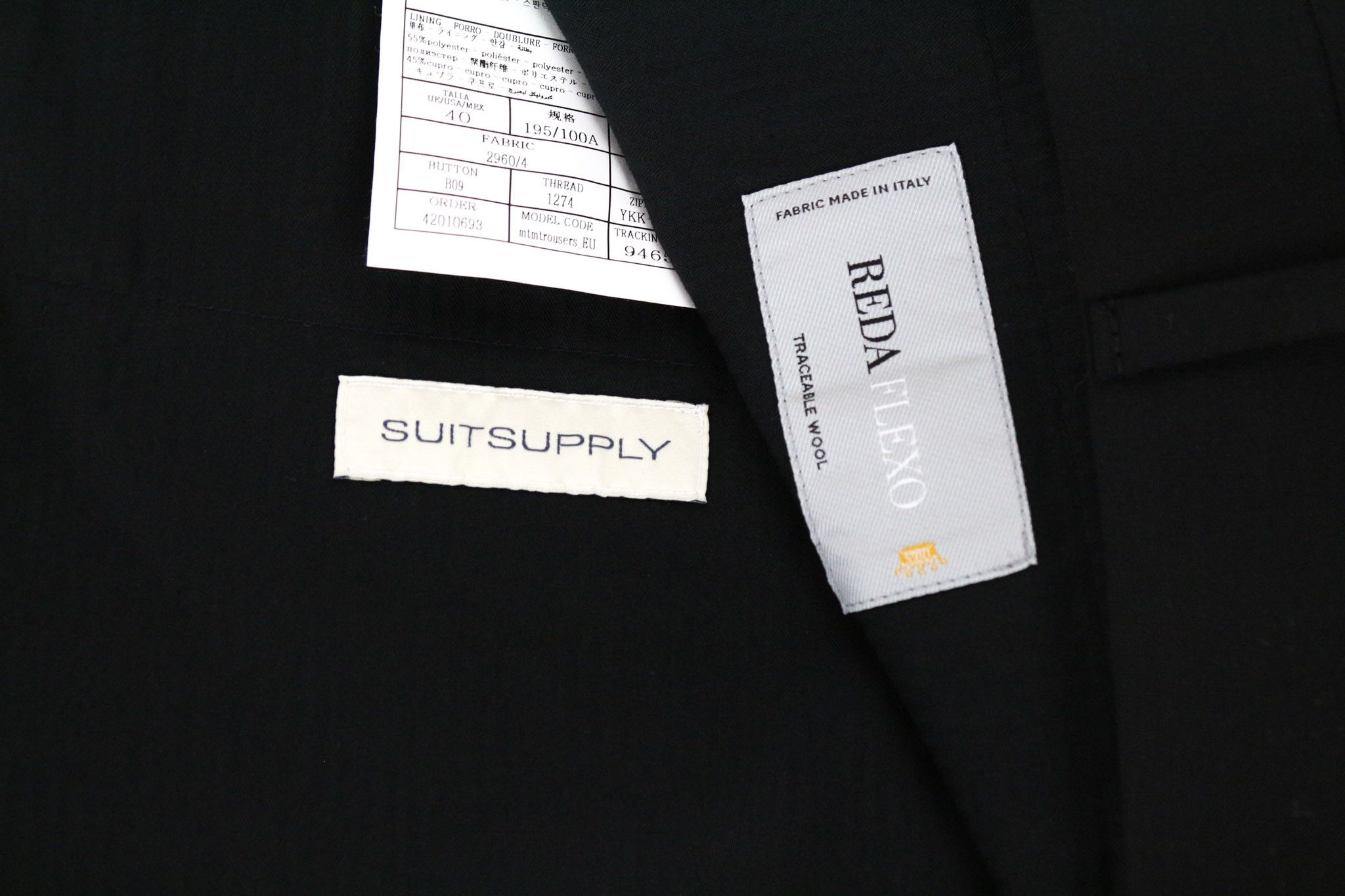 Suitsupply BRESCIA UK40R Black Wool Stretch Front Trousers 73332 Size 40R - 5 Thumbnail