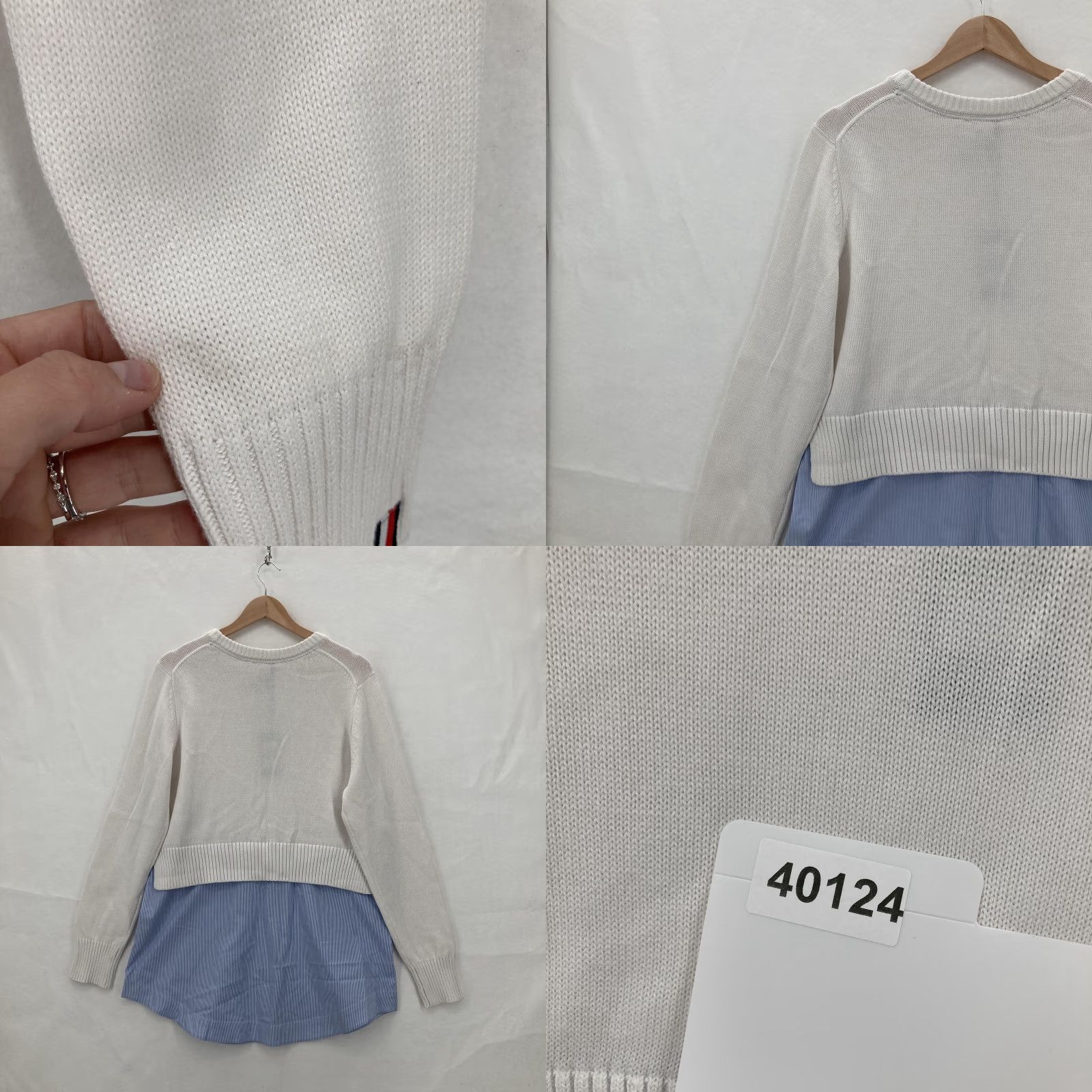 Tommy Hilfiger Tommy Hilfiger Sweater Womens Large White Blue Berkeley Layered Shirt Preppy Size L / US 10 / IT 46 - 9 Thumbnail