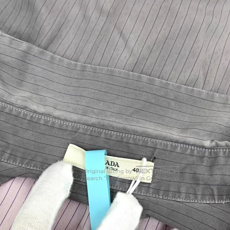 Prada Prada Colour-blocked vertical striped cotton lapel single- Size US XXS / EU 40 - 8 Thumbnail