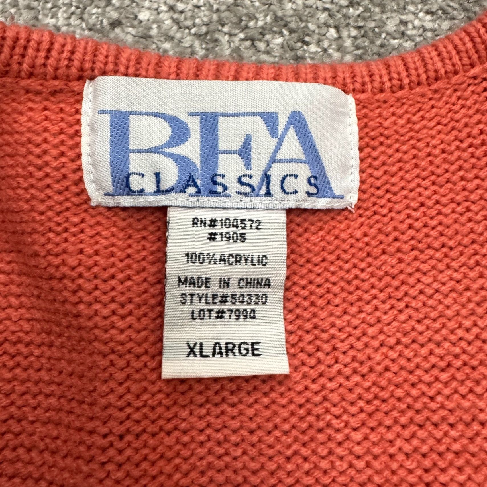 Vintage VINTAGE BFA Classic Open Front Crochet Vest Sweater Womens XL Coral Pink Acrylic Size XL / US 12-14 / IT 48-50 - 5 Thumbnail