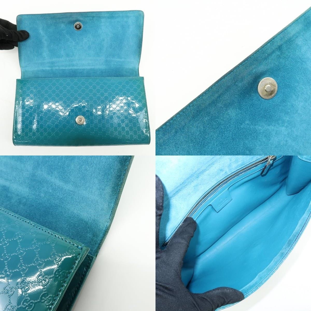 Gucci Gucci Microguccissima Patent Leather Clutch Blue Size ONE SIZE - 6 Thumbnail