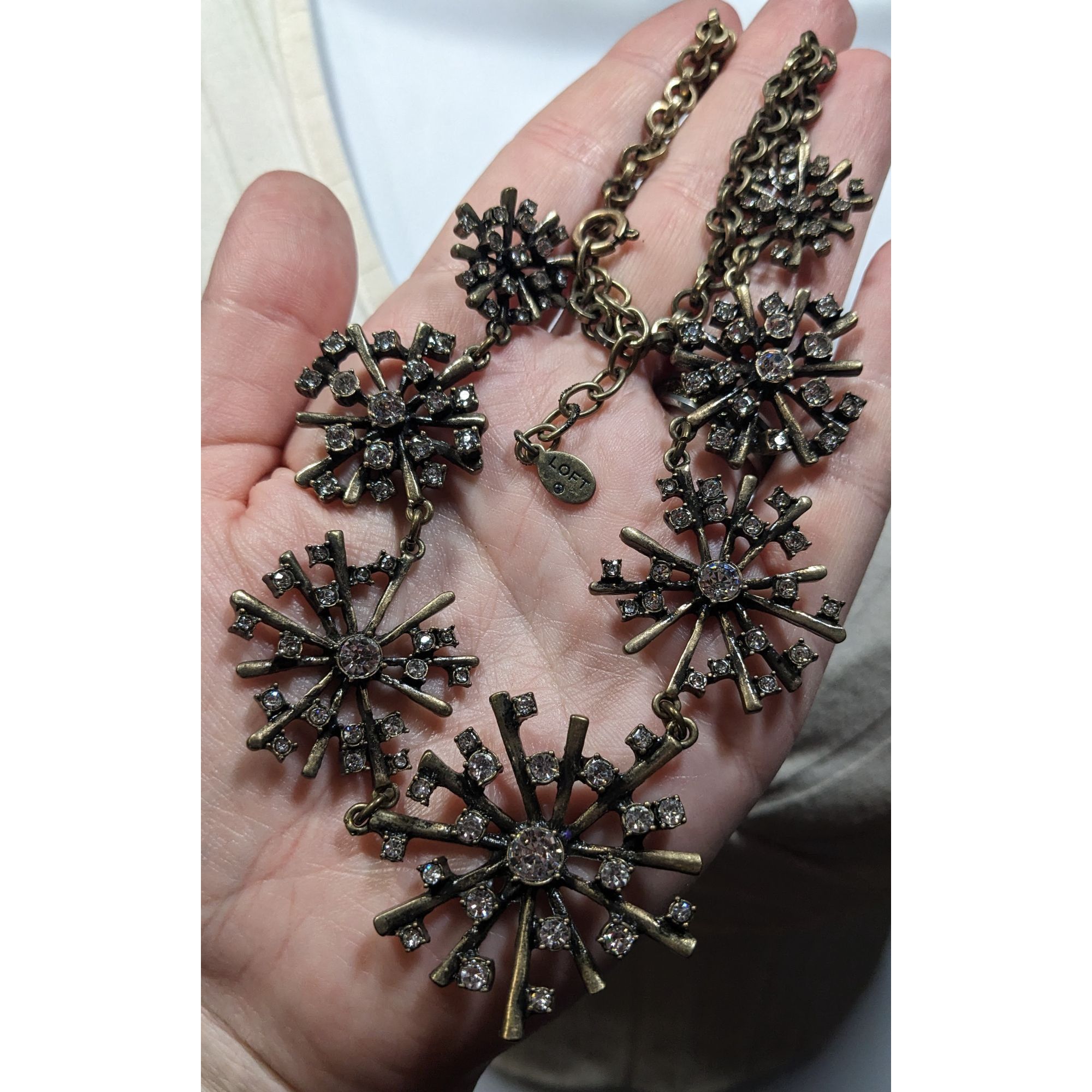 Loft Vintage Loft Crystal Burst Snowflake Statement Necklace Size ONE SIZE - 5 Thumbnail