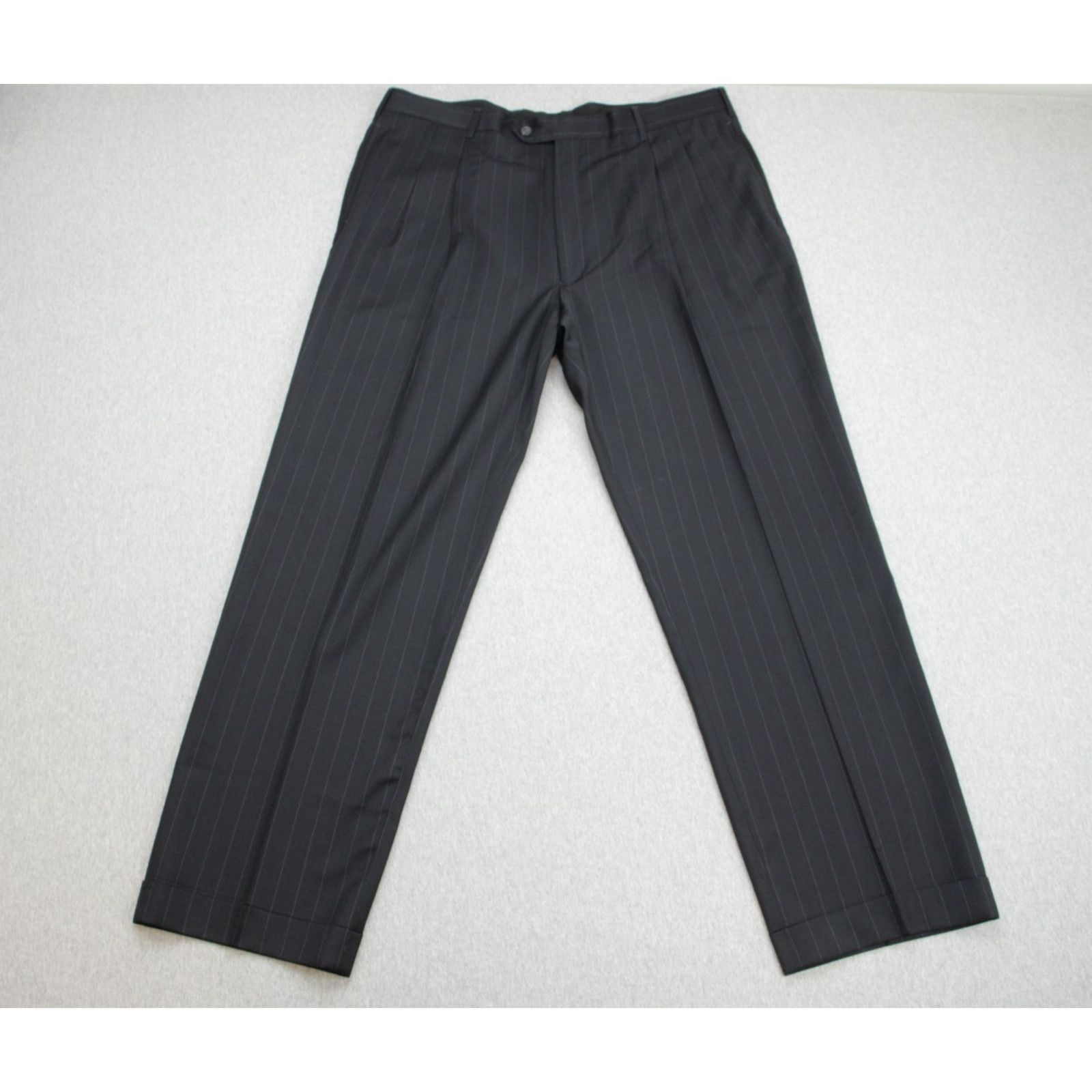 Jos. A. Bank Jos A Bank Suit Mens 48L Black Pinstripe 100% Wool Pants Size 48L - 13 Thumbnail