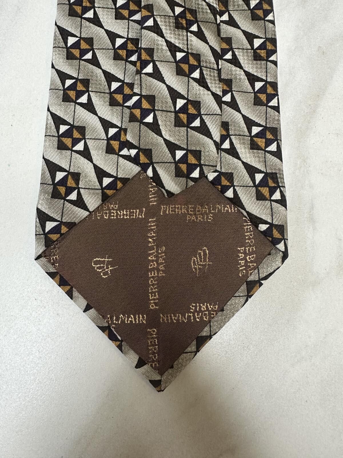 Pierre Balmain Pierre Balmain Paris 100% silk tie geometric brown/tan/beige Size ONE SIZE - 3 Thumbnail