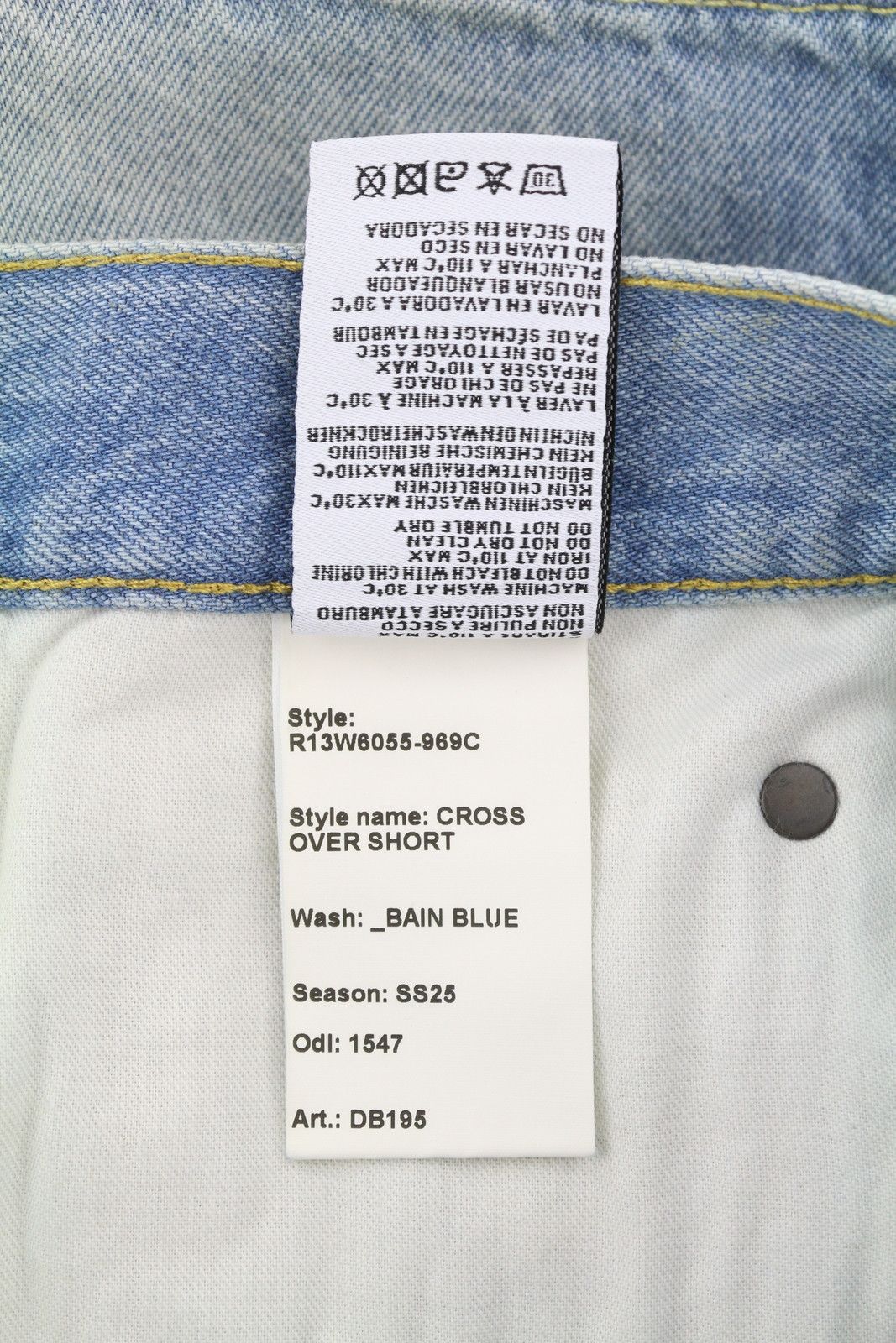 R13 CROSS OVER 25 Washed Denim Blue Asymmetrical Shorts 86146 Size 25" / US 0 / IT 36 - 9 Thumbnail