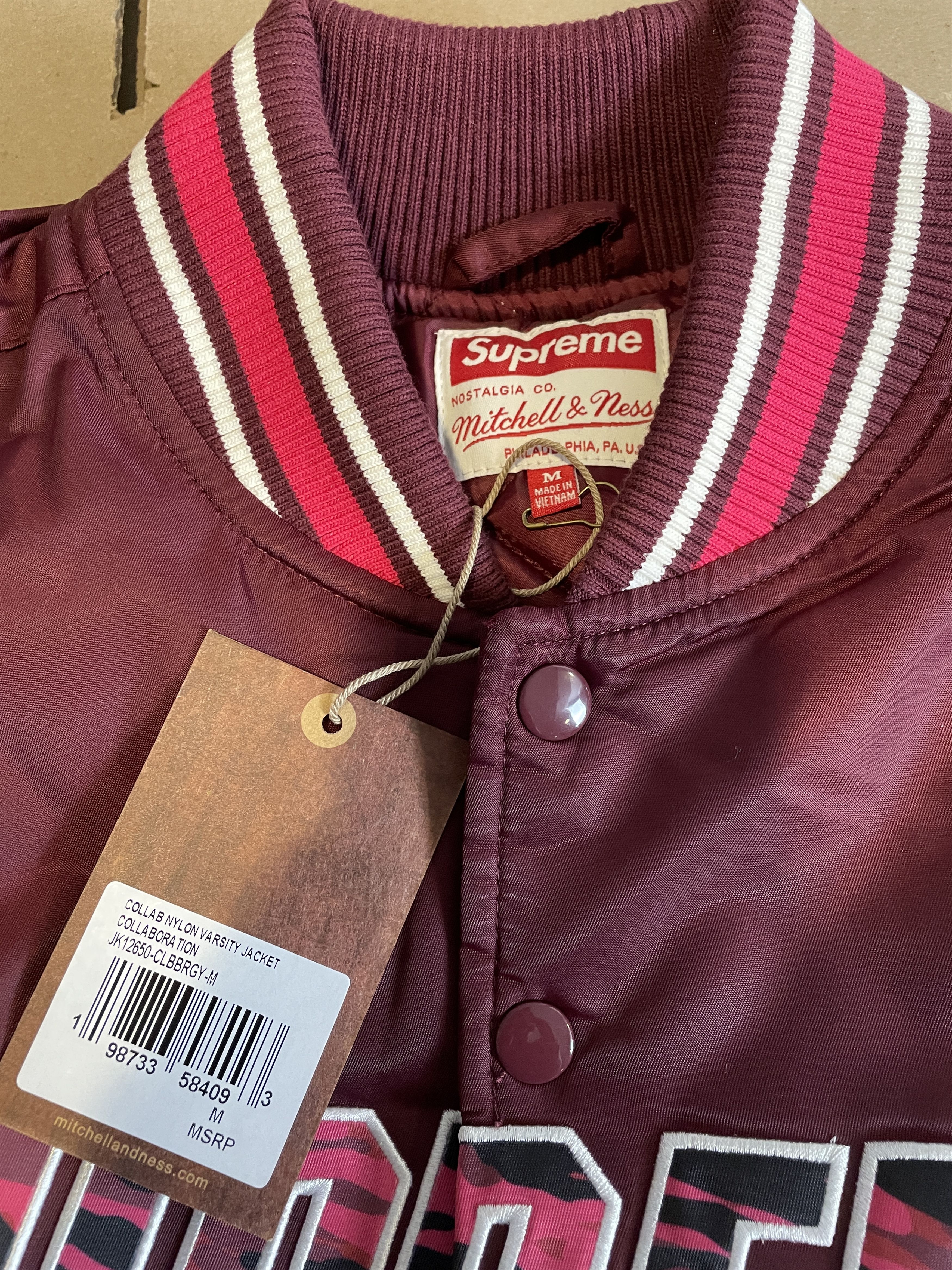 Mitchell & Ness × Supreme CAMO LOGO VARSITY JACKET Size US M / EU 48-50 / 2 - 11 Thumbnail