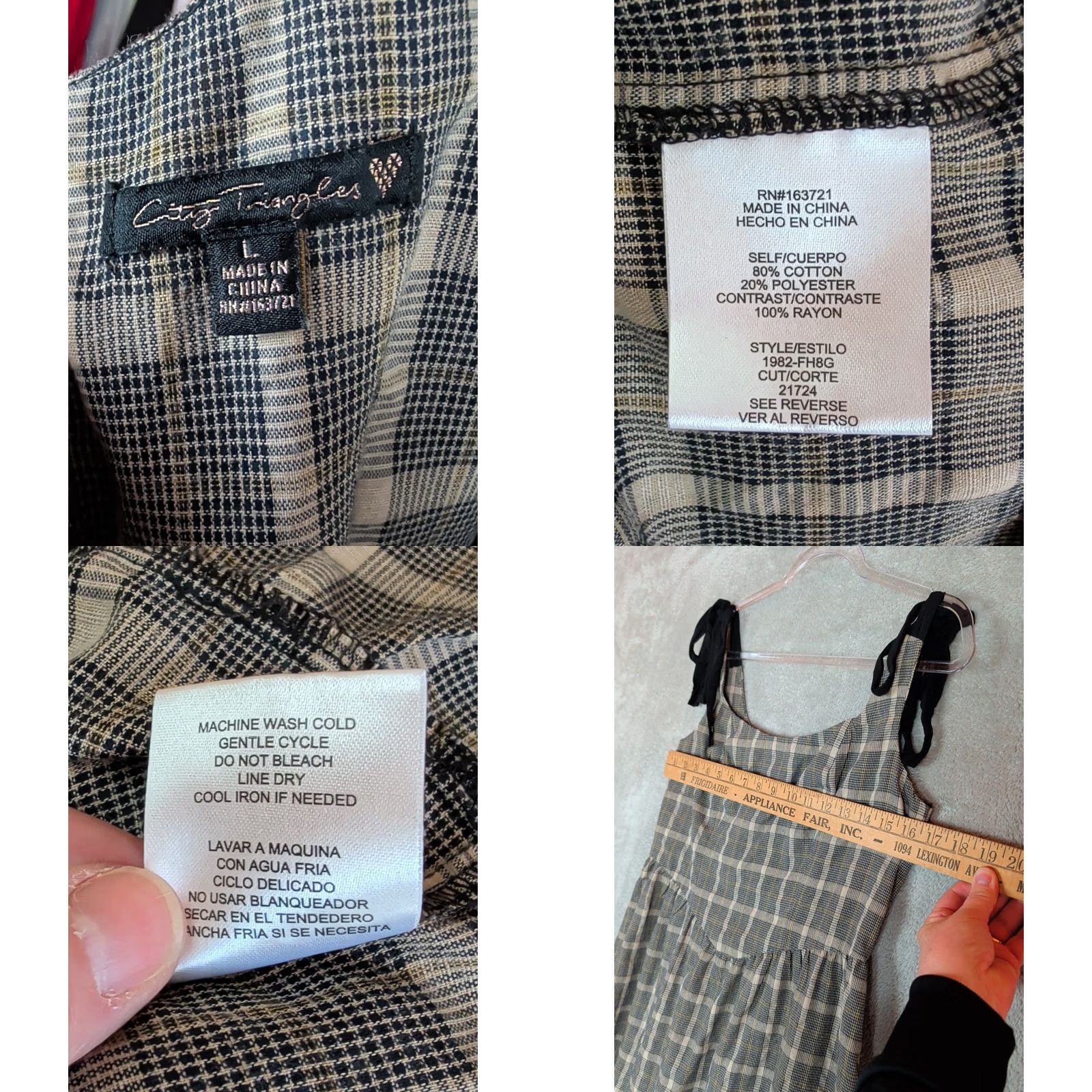 Vintage VINTAGE Womens City Triangles Midi Dress Brown Plaid Basque Waist Zipper Square Neck Sleeveless Cottagecore Prairie 70s Womens Size L / US 10 / IT 46 - 8 Thumbnail
