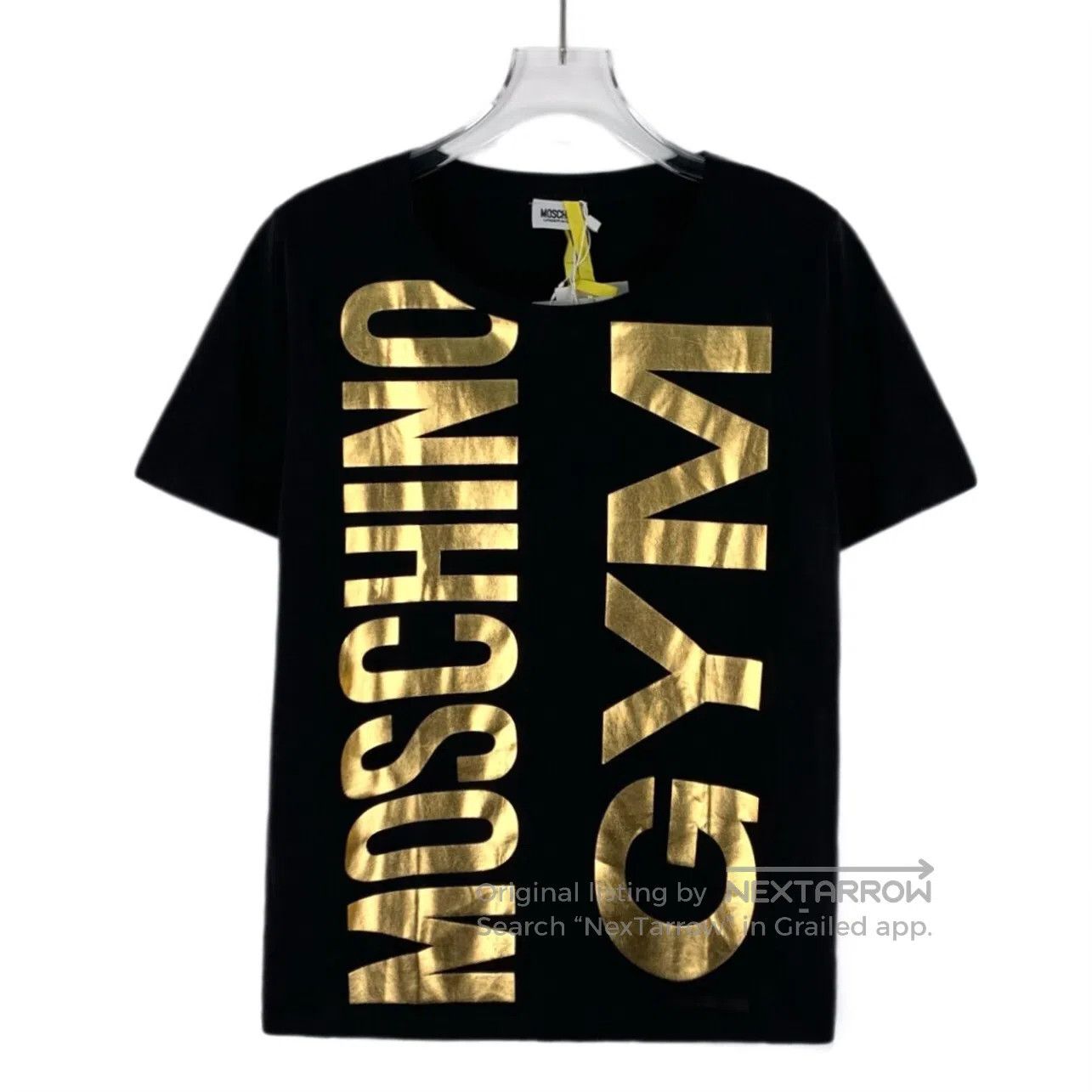 Moschino Moschino Black logo letter gold-embossed printed cotton ro Size S / US 4 / IT 40 - 1 Thumbnail