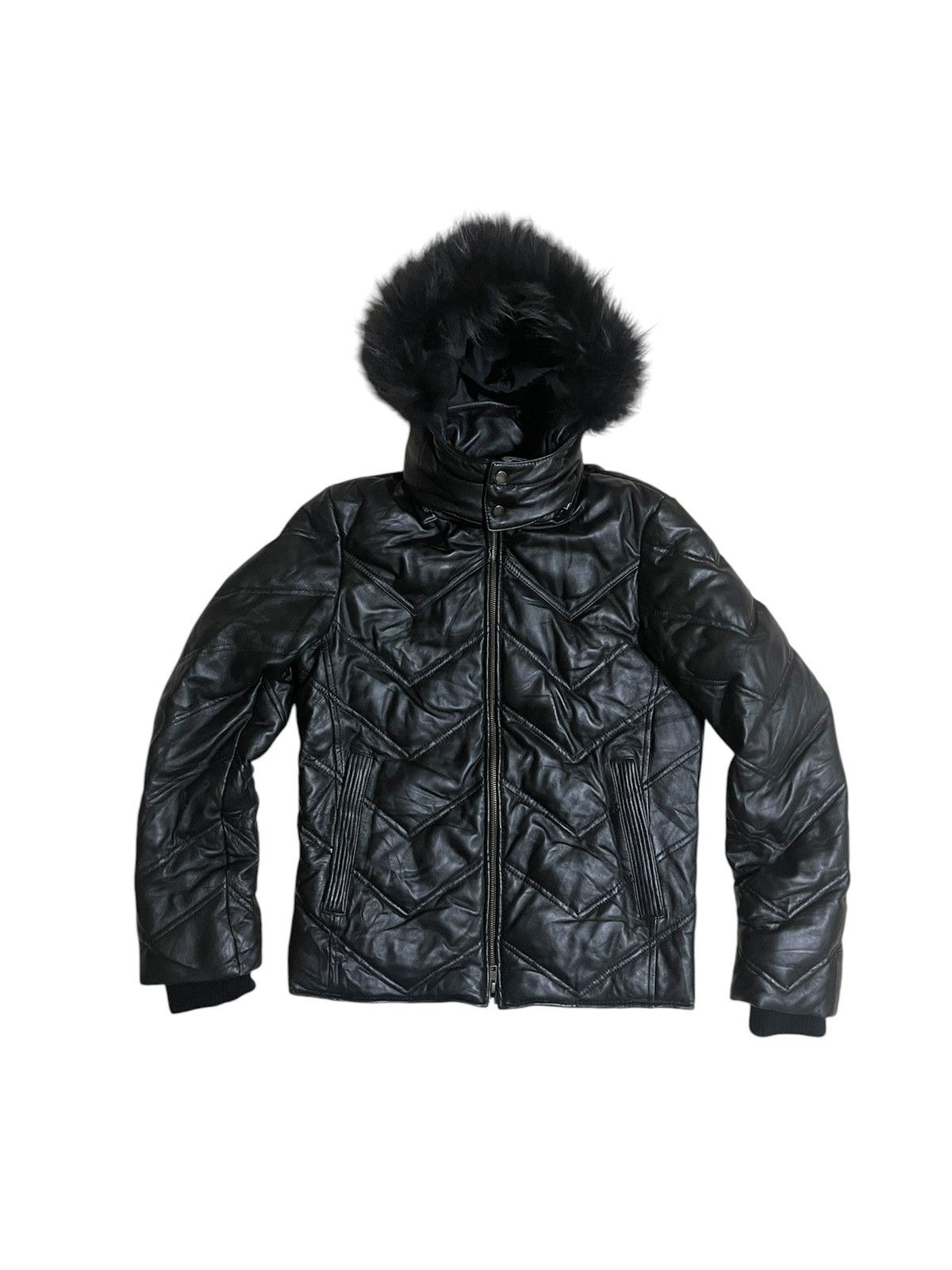 Jackrose Puffer Leather Jacket Attach Fur Hoodie